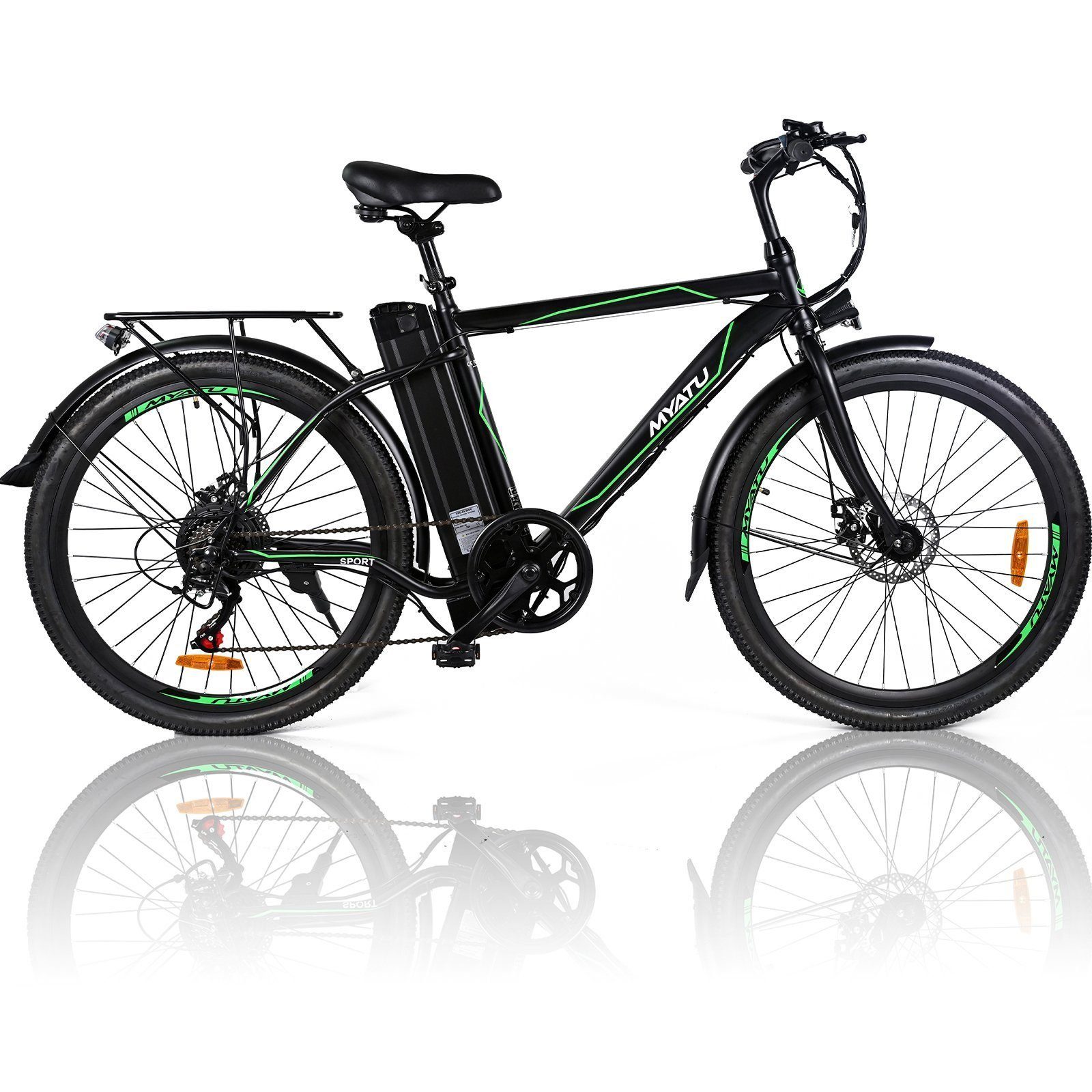 Myatu E-Bike 26 Zoll Elektrofahrrad Mountainbike mit 36V/12.5AH Abnehmbare Batterie, 6 Gang, Kettenschaltung