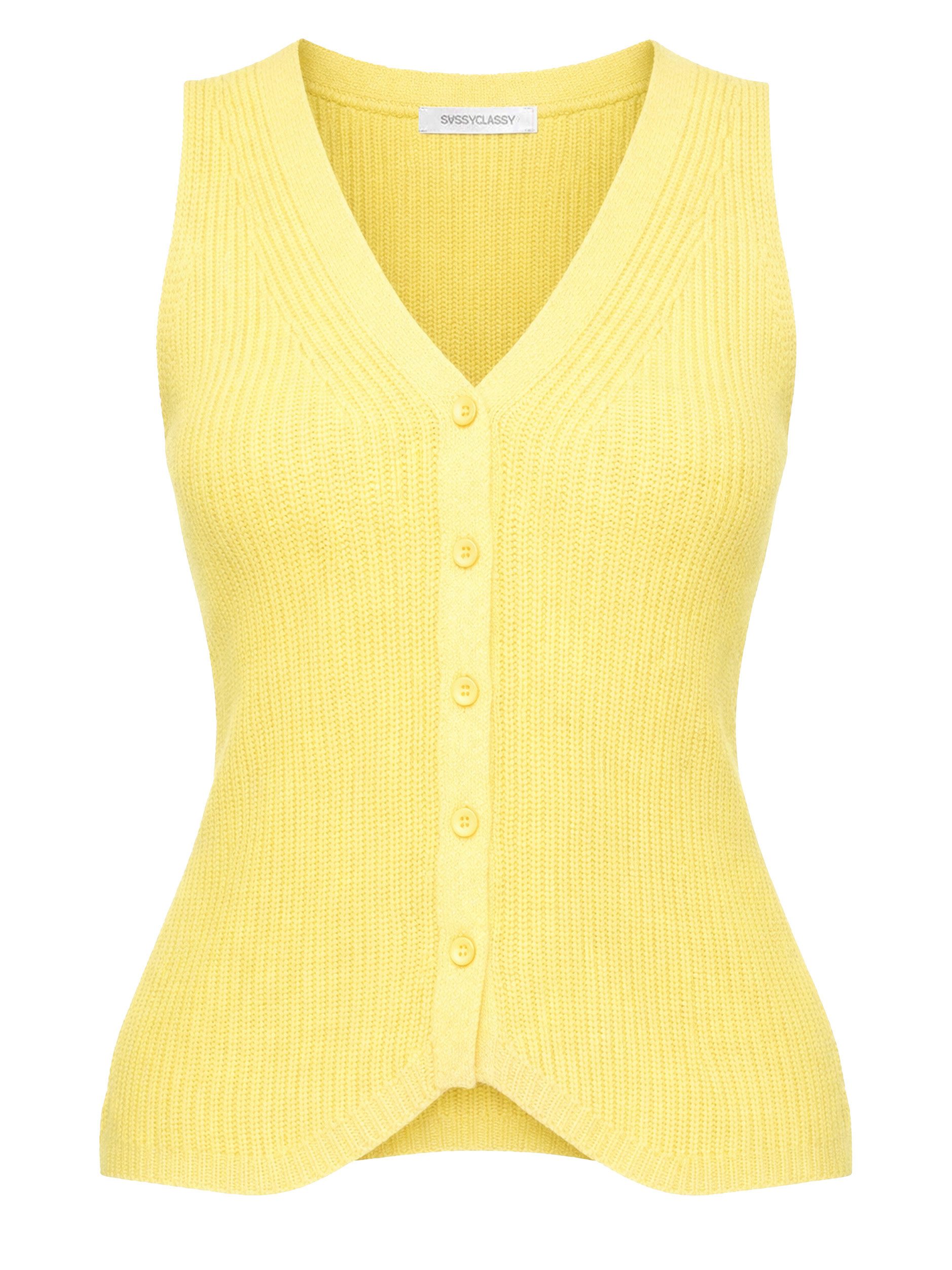 SASSYCLASSY Stricktop Strick-Top mit Knopfleiste für Damen Ärmelloses Top a günstig online kaufen