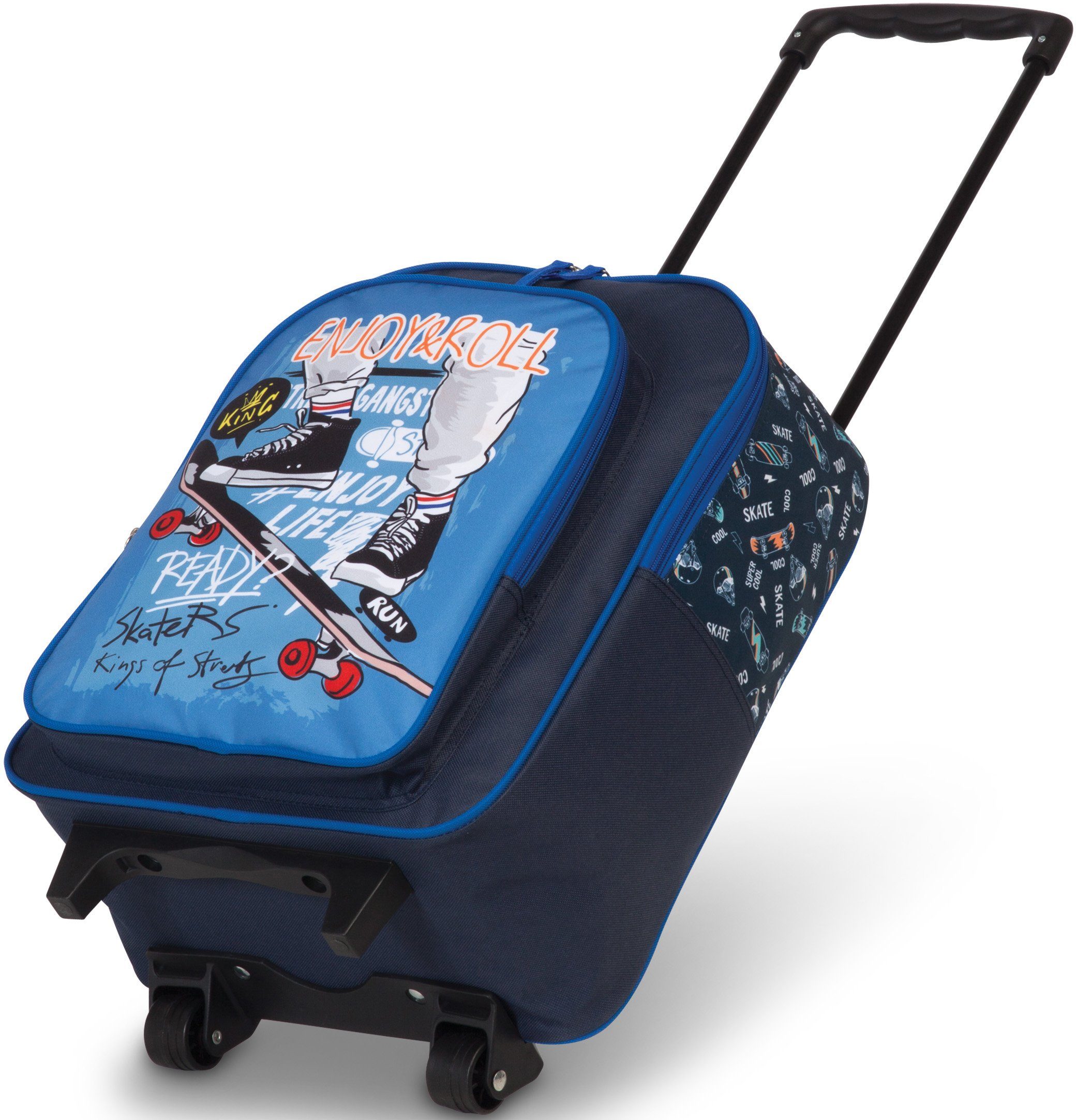 Rollen, dunkelblau, 2 & Kinderkoffer Kinderreise-Set, Trolley fabrizio® Rucksack