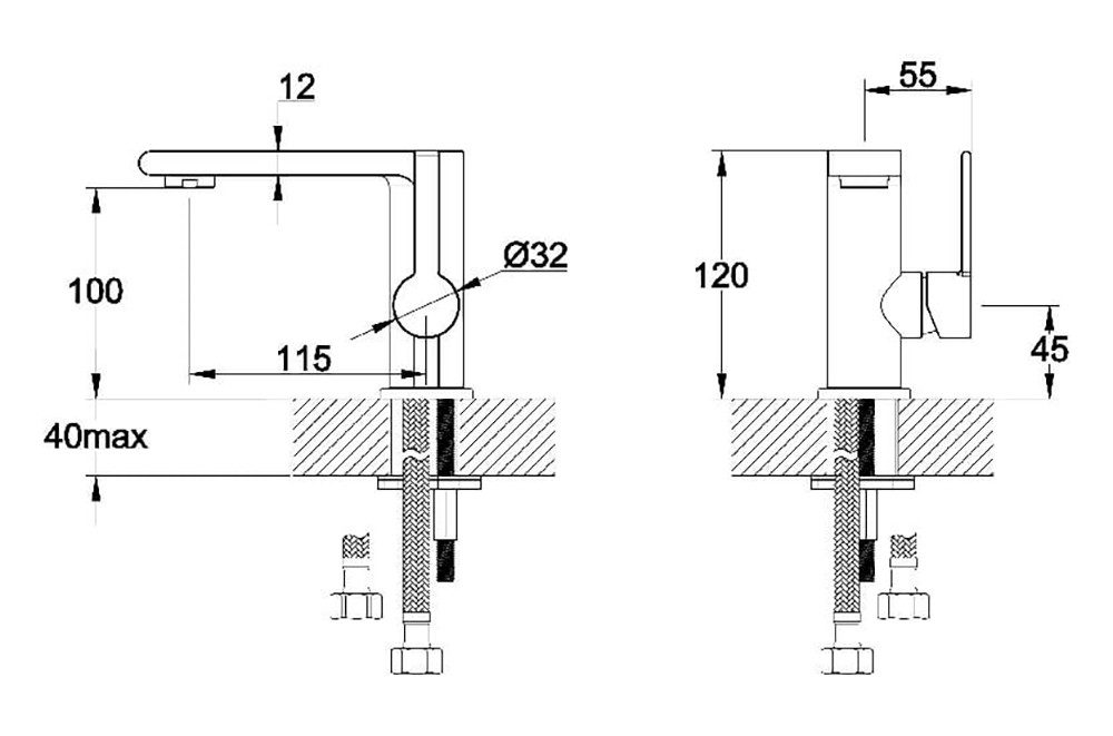 Henneke Waschtischarmatur Einhebelmischbatterie Pure Auslaufhöhe 100mm