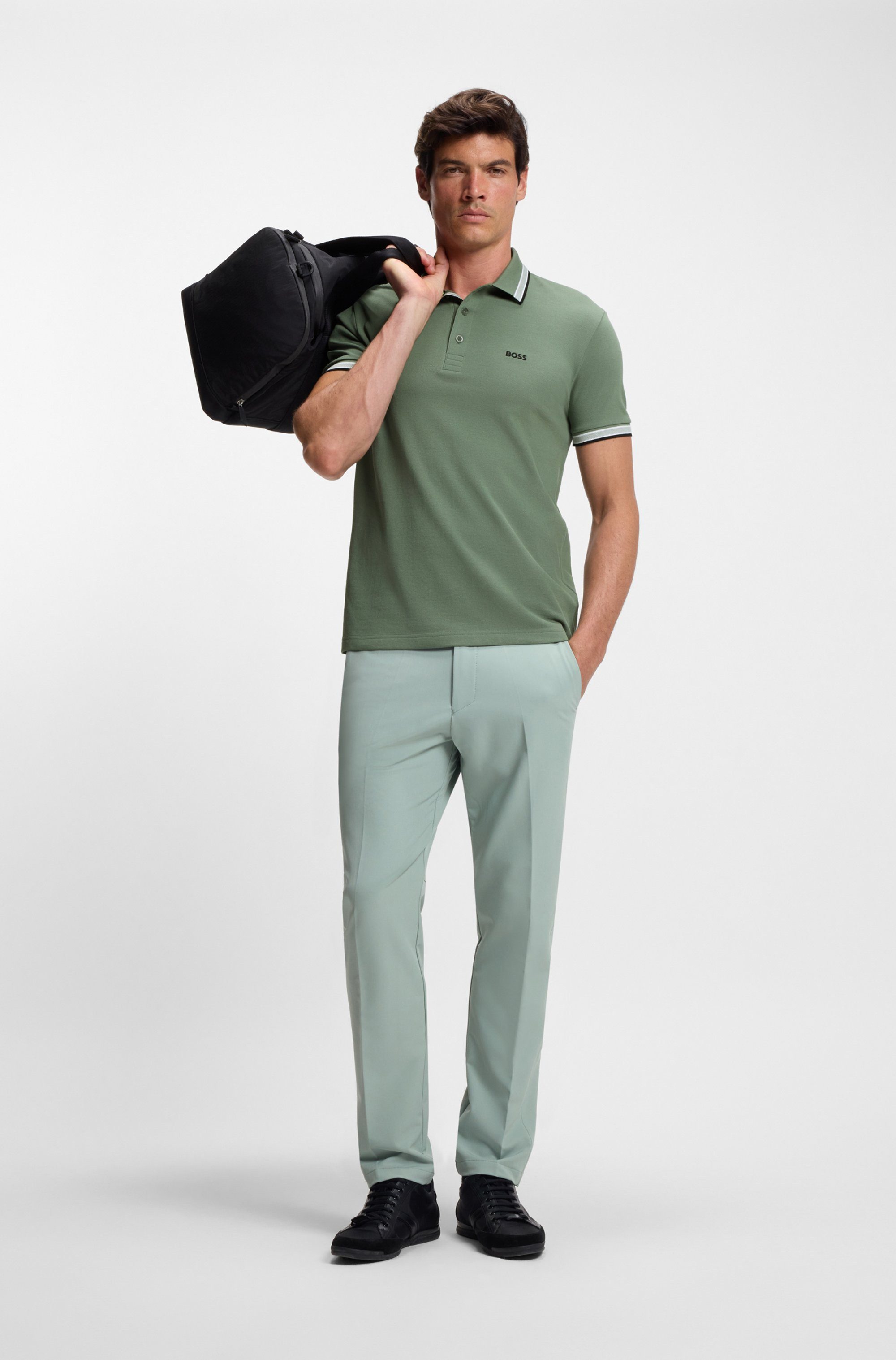 BOSS GREEN Poloshirt Paddy Regular Fit atmungsaktive Piqué-Webstruktur, Flachstrickkragen, gerader Schnitt