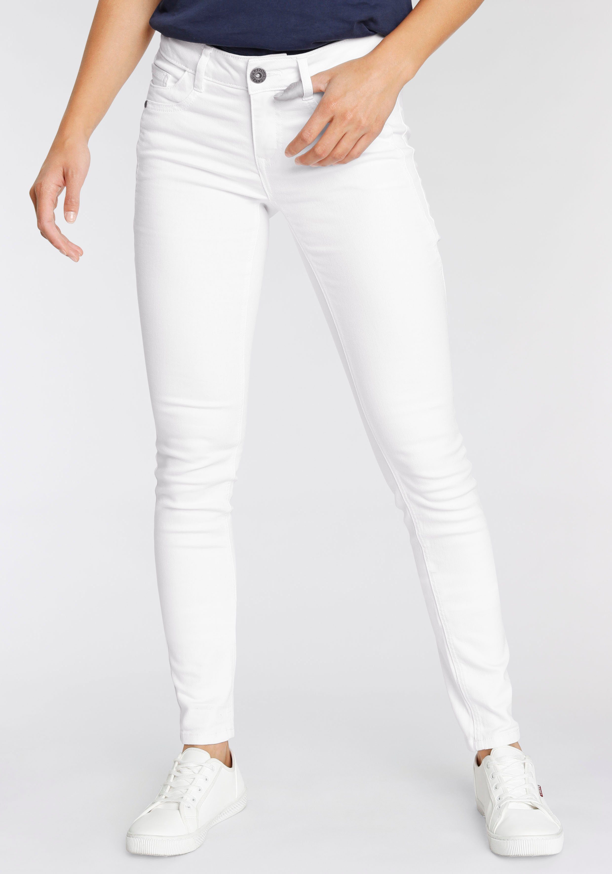 Arizona Skinny-fit-Jeans mit Keileinsätzen Low Waist white