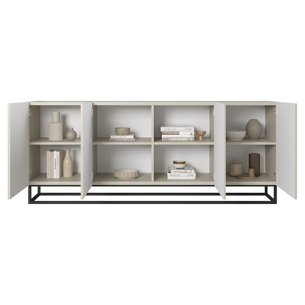 Lomadox Sideboard ADARE-141, 200 cm breit, kaschmir mit gerillter Front, sc günstig online kaufen