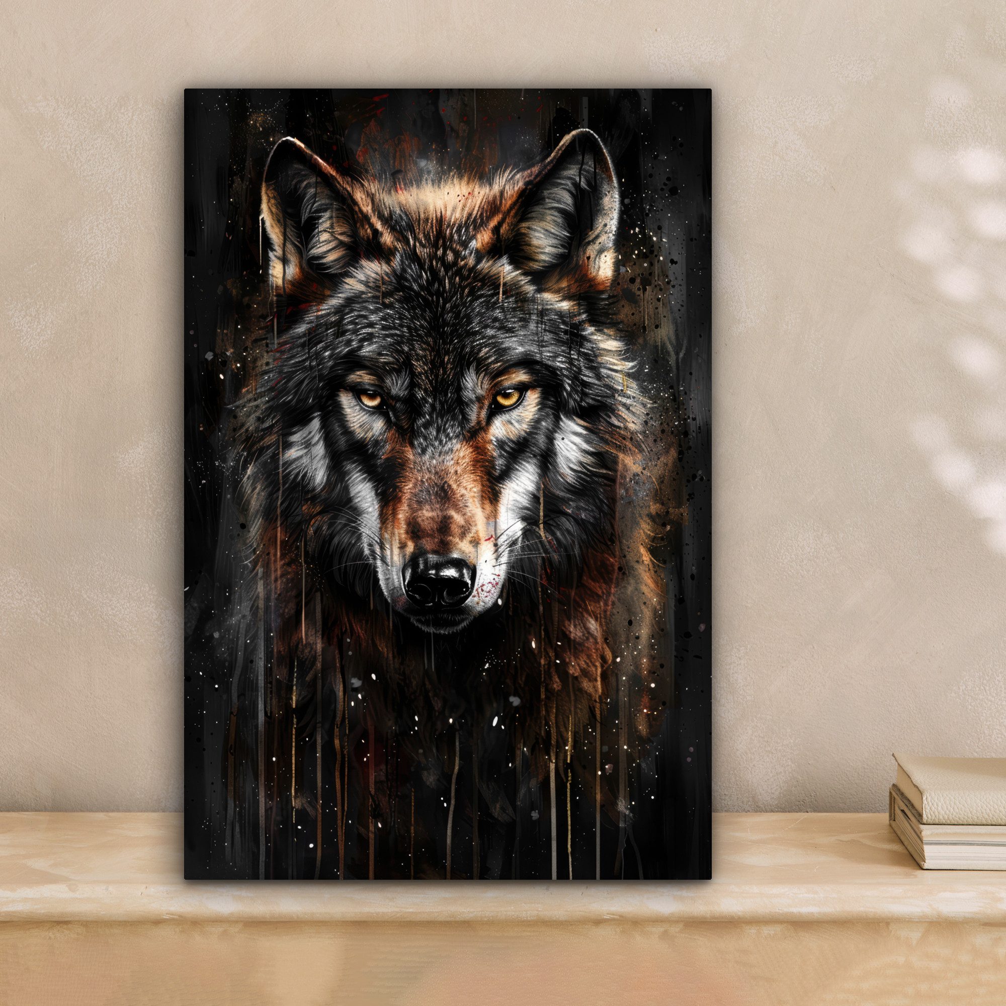 OneMillionCanvasses® Leinwandbild Tiere - Wolf - Porträt - Schwarz - Braun, günstig online kaufen
