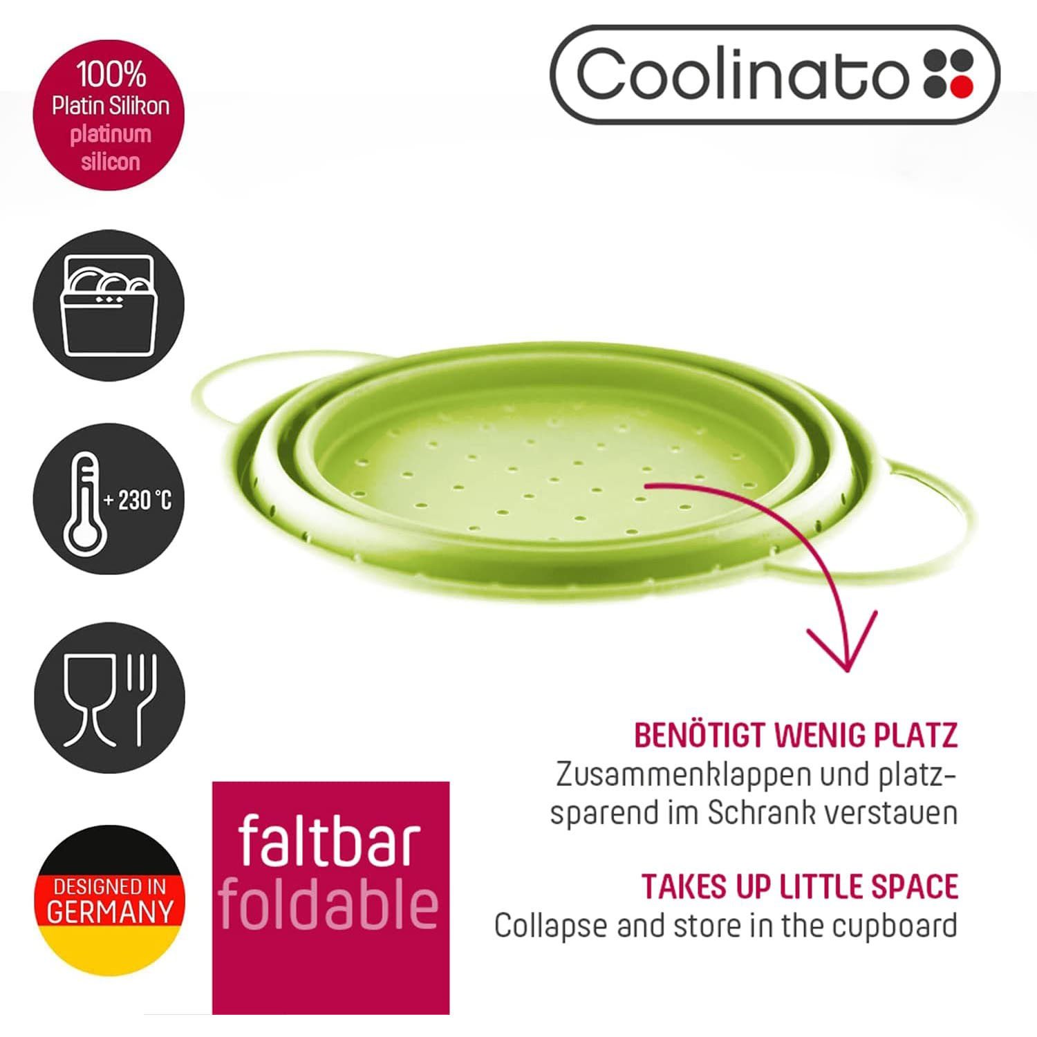 Coolinato Küchensieb Set 3tlg grün, Silikon