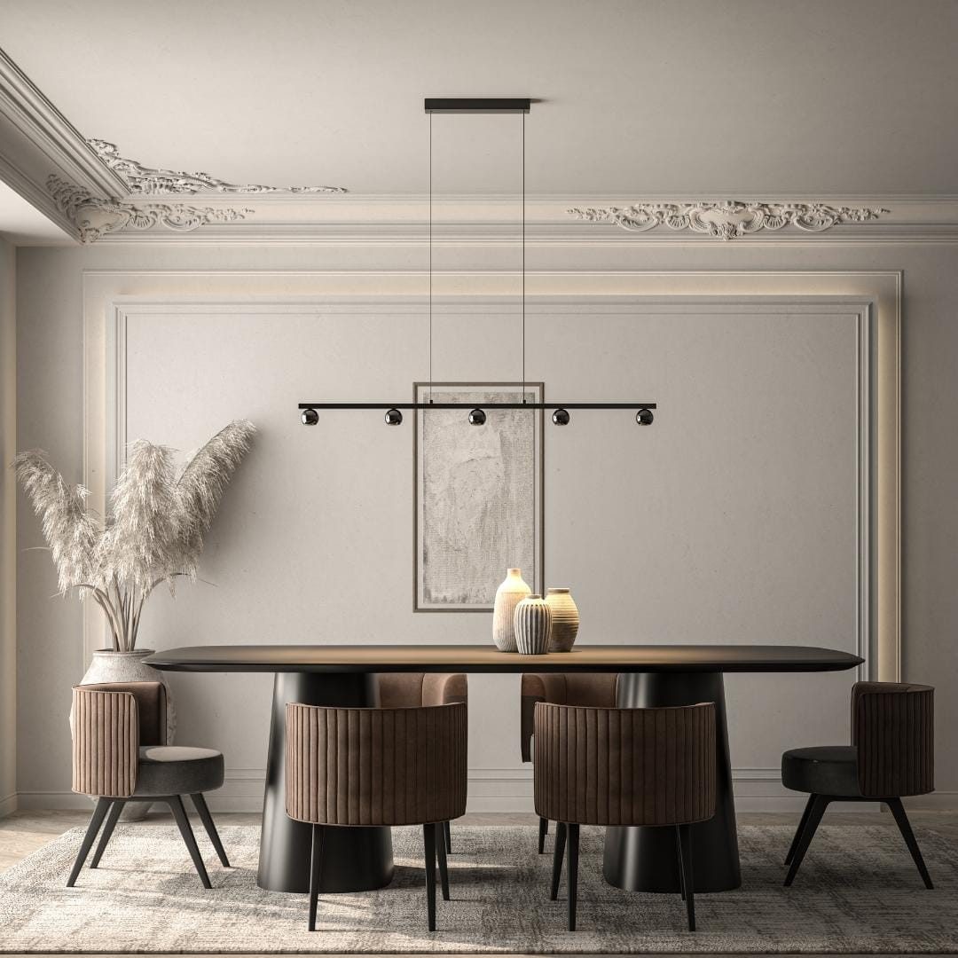 Neona LED Deckenleuchte ATROPOS Schwarz chrom, Dimmbar per Fernbedienung, mit Memory-Funktion, LED fest integriert, Warmweiß