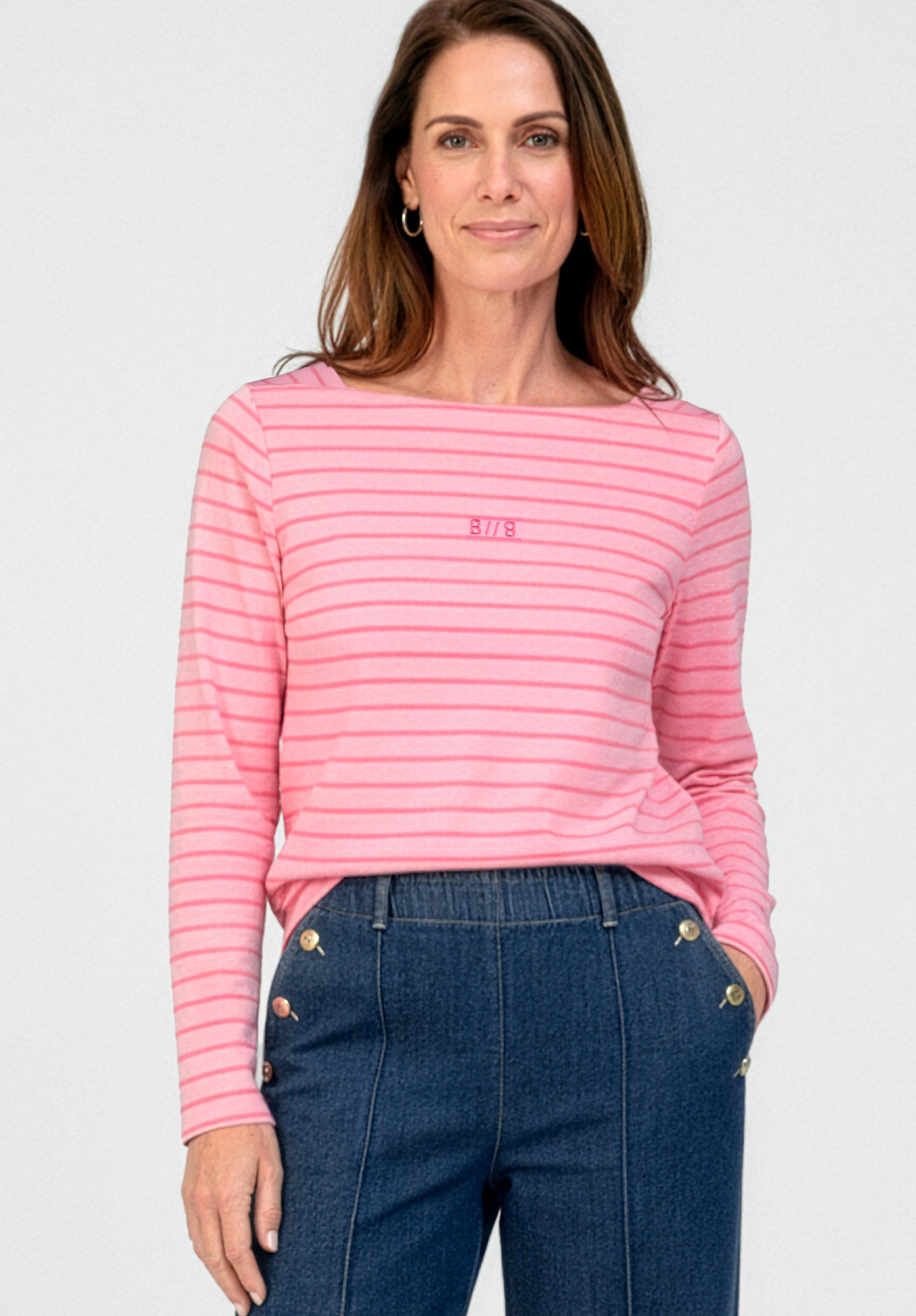 bianca Langarmshirt LOTTA mit tonigem Ringelmuster in Trendfarbe
