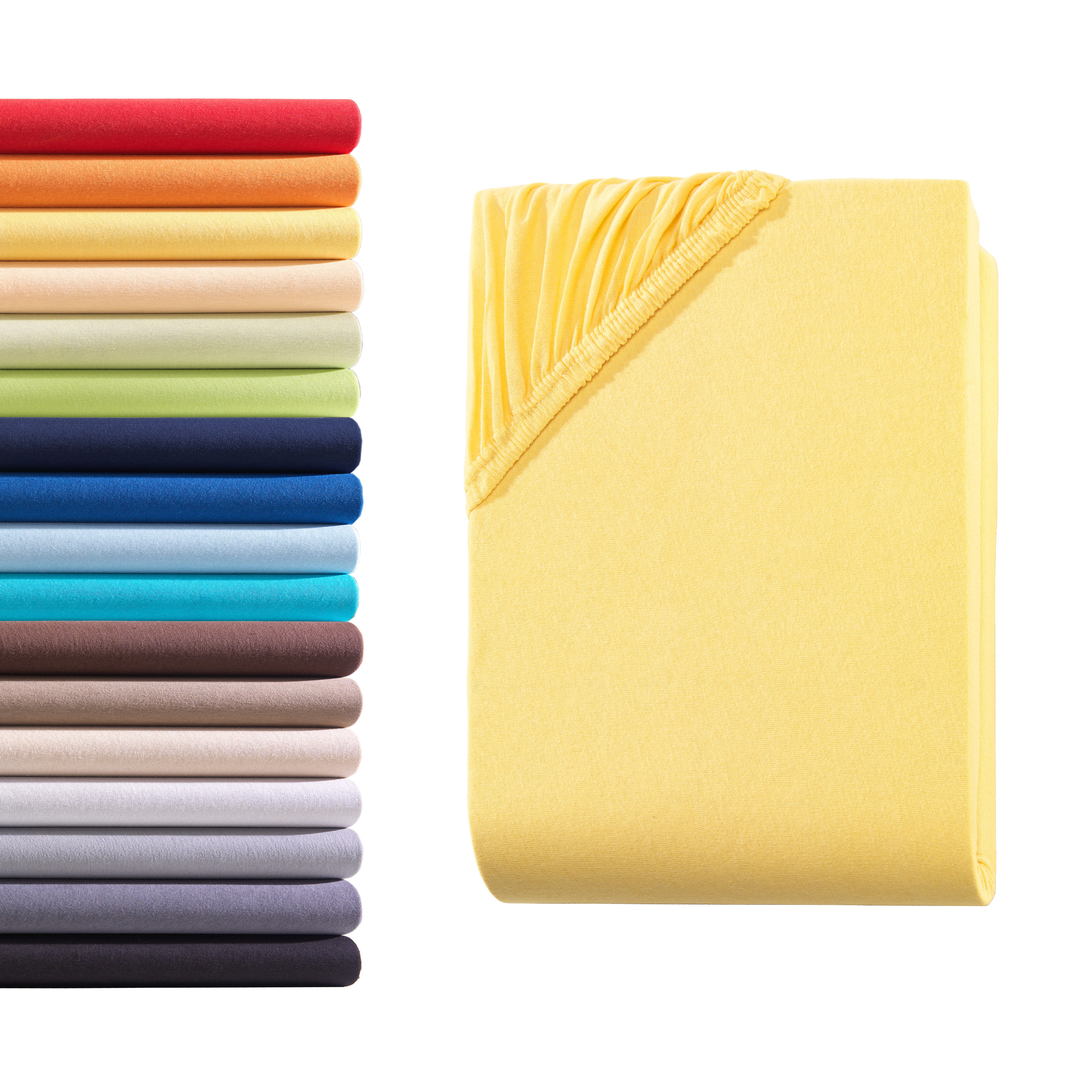 Hometex Premium Textiles Spannbettlaken Jersey Spannbettlaken 100% Baumwolle, Jersey, Gummizug: Rundumgummizug, Premium-Jersey Matratzenhöhe bis 23 cm