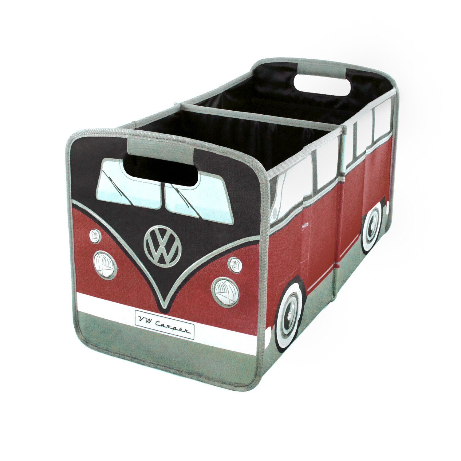 VW Collection by BRISA Faltbox Volkswagen Aufbewahrungstasche in T1 Bulli Bus Form, Organizer für den Kofferraum mit Trageschlaufen