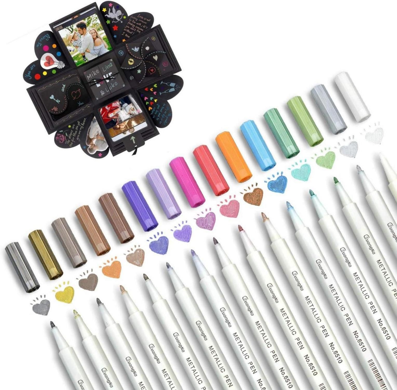 Permanentmarker 15 Metallic Marker Stifte Permanent Acrylstifte 1mm - 15 Farben