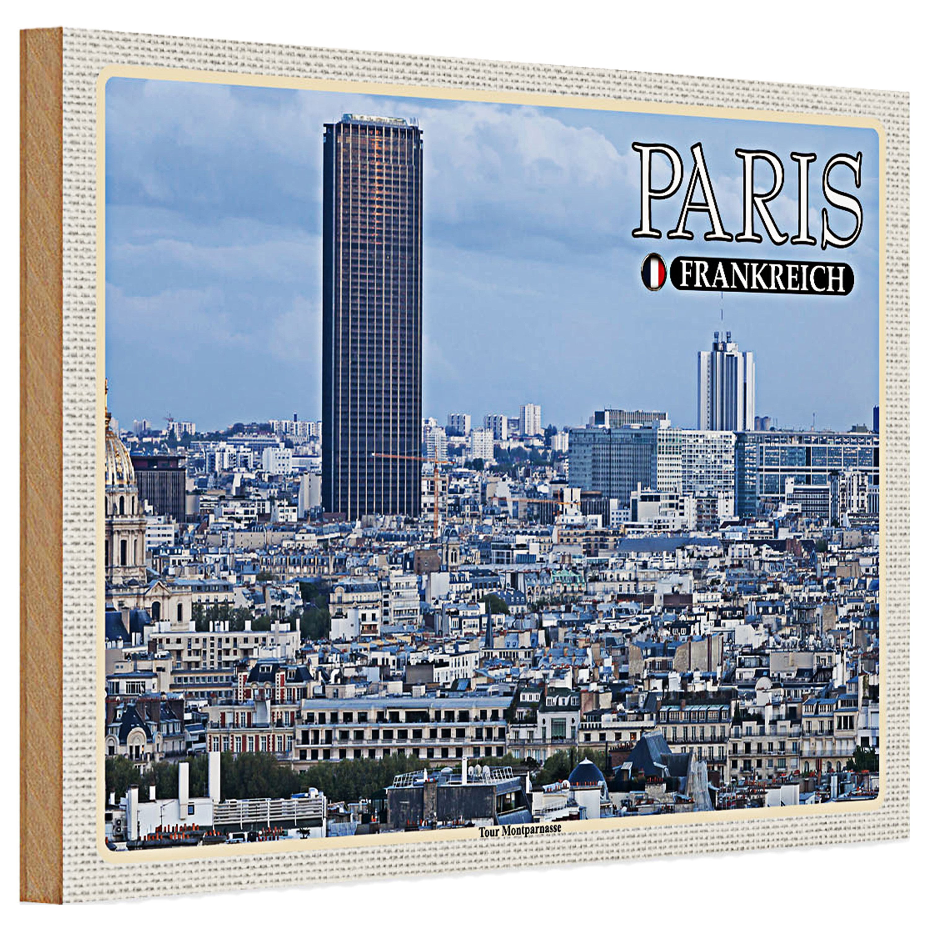 Roomando Holzbild Holzschild Reise 30x20cm Paris Frankreich Montparnasse Hochhaus