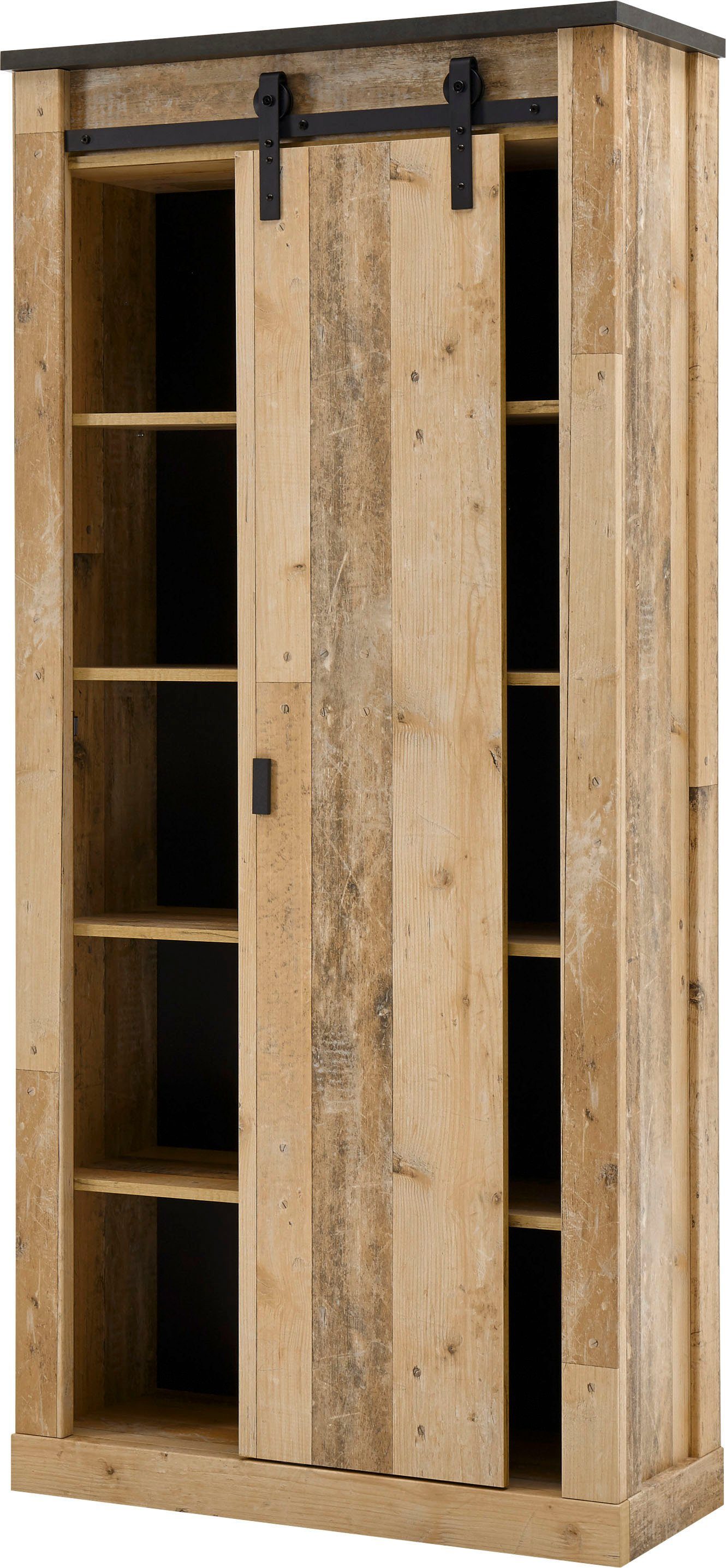Home affaire Schrank-Set SHERWOOD, (2-St), Büromöbel Set, mit Scheunentorbeschlag aus Metall, Breite ca. 220 cm