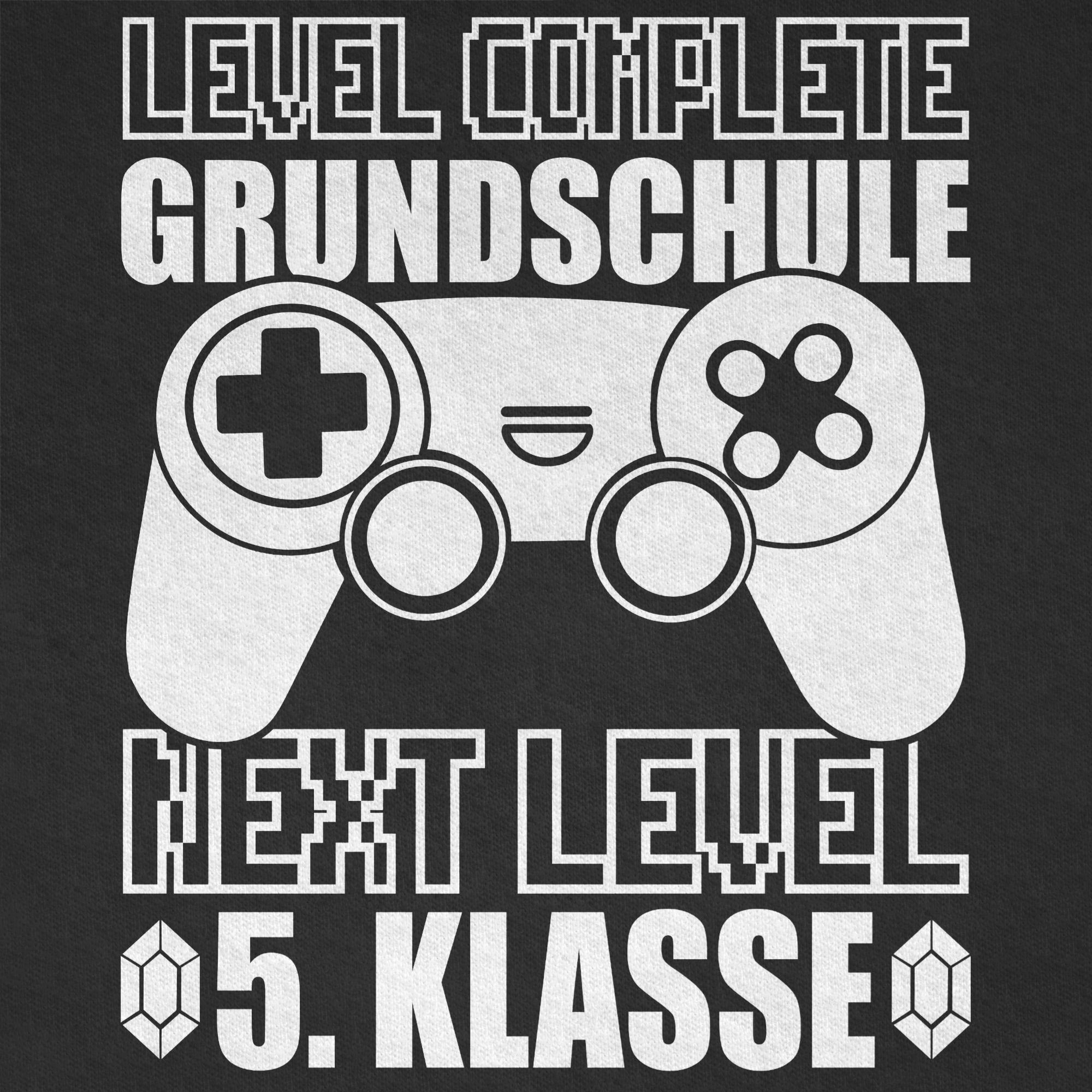 Shirtracer T-Shirt Level complete - Grundschule Next Level 5. Klasse - weiß (1-tlg) Einschulung Junge Schulanfang Geschenke
