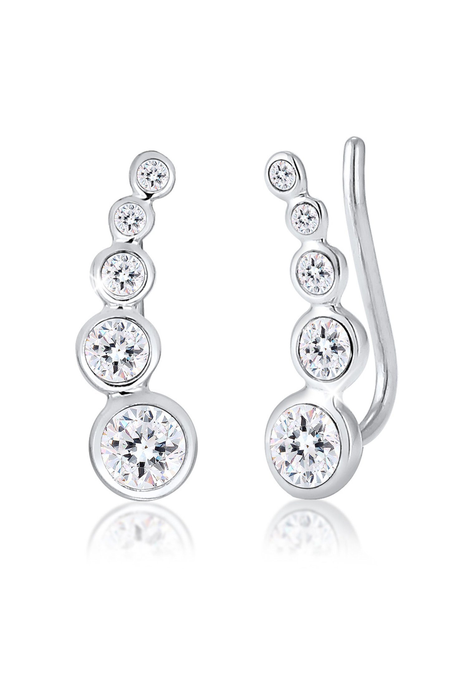 Elli Paar Ohrstecker Ohrklemme Ear Cuffs mit Kristalle, Aus glänzendem  Silber 925, Earclimber