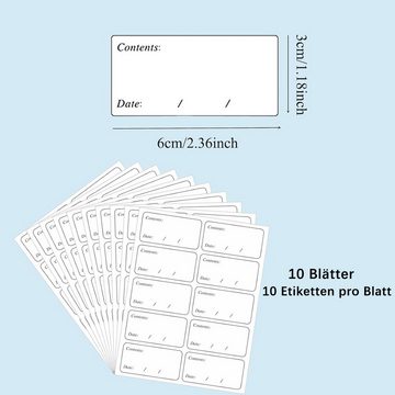 Lollanda Etiketten Gefrieretiketten Zum Beschriften, 100/200 Stück 6cm*3 cm, Leicht Abziehbare, Datum Etiketten, Etiketten für Küche Marmelade