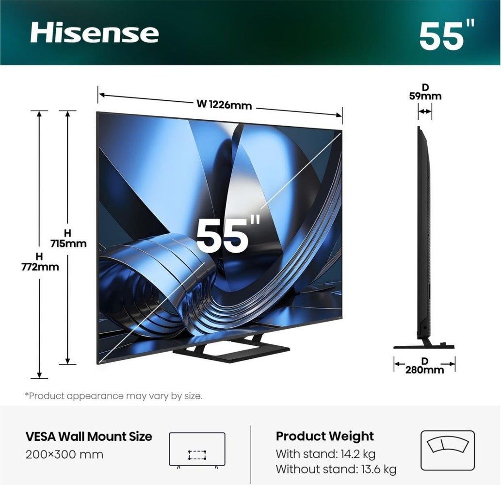 Hisense 55U7SE Mini-LED-Fernseher (55 Zoll, 4K Ultra HD)
