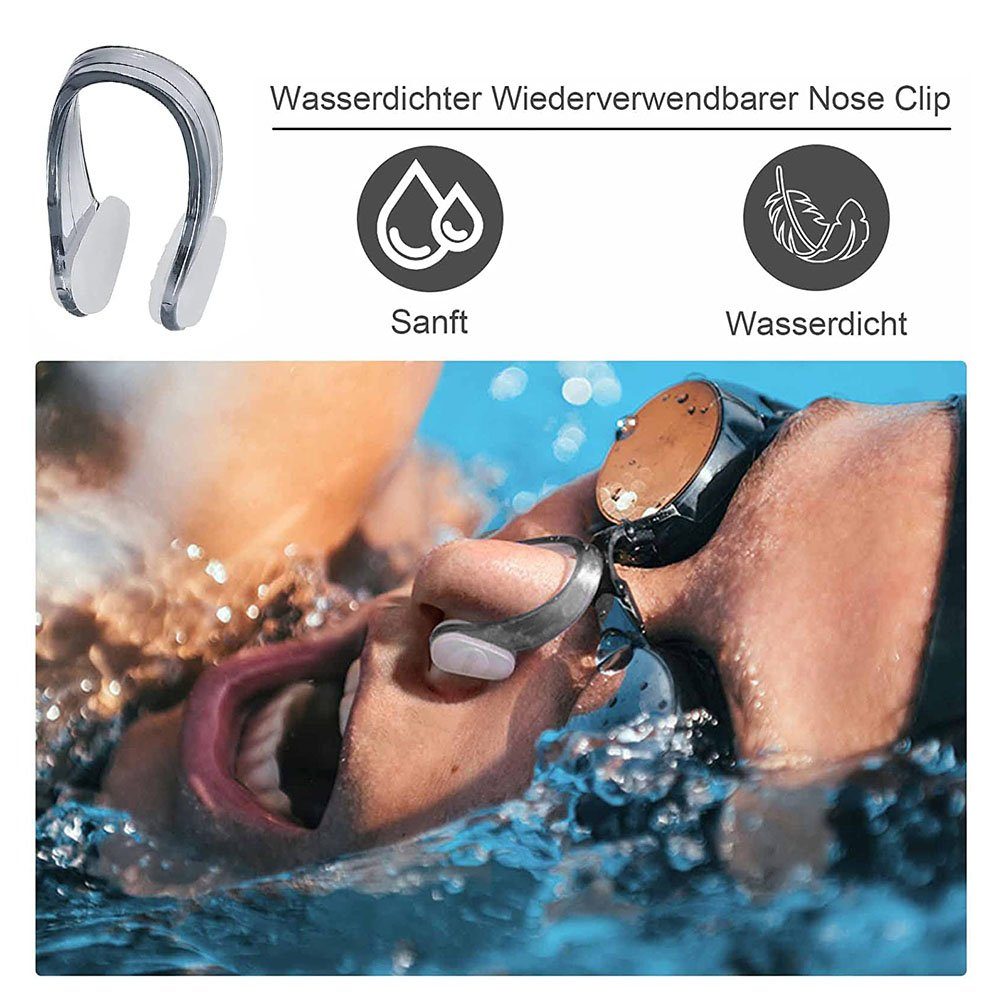 wimm Schwimm-Ohrstöpsel Nasenklammer Schwimmen,Soft Swim Nasenschutz Training Silikon