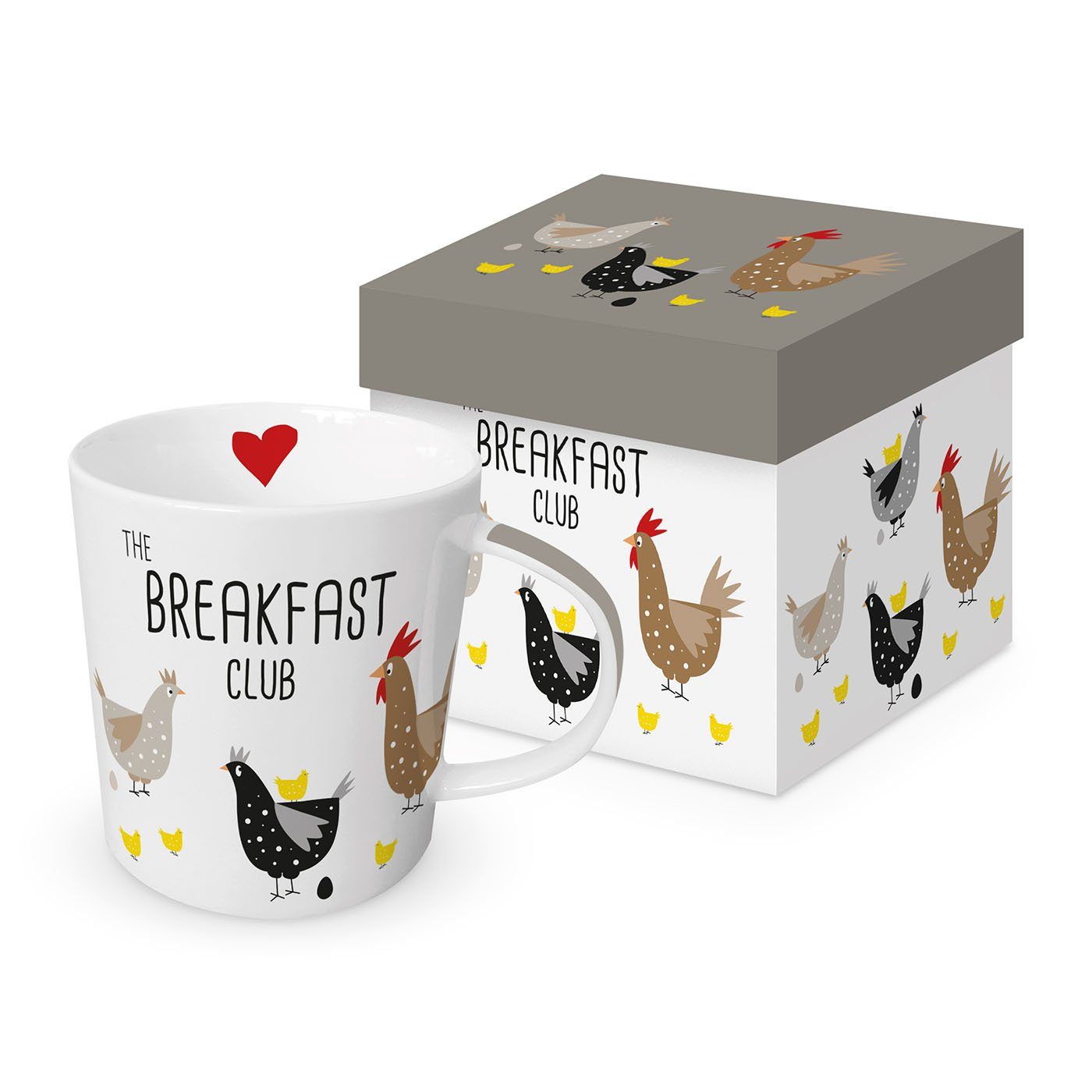 PPD Becher Aus Porzellan Hühner Breakfast Club in Geschenkverpackung 400ml, 1-tlg., Melamin