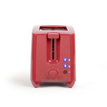 LIVOO Toaster LIVOO Toaster Rot 2 Schlitze Toastautomat 750 Watt LED