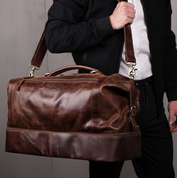 SID & VAIN Reisetasche Leder Weekender Unisex KINGSTON, Echtleder Reisegepäck für Damen & Herren, Sporttasche XL braun-cognac