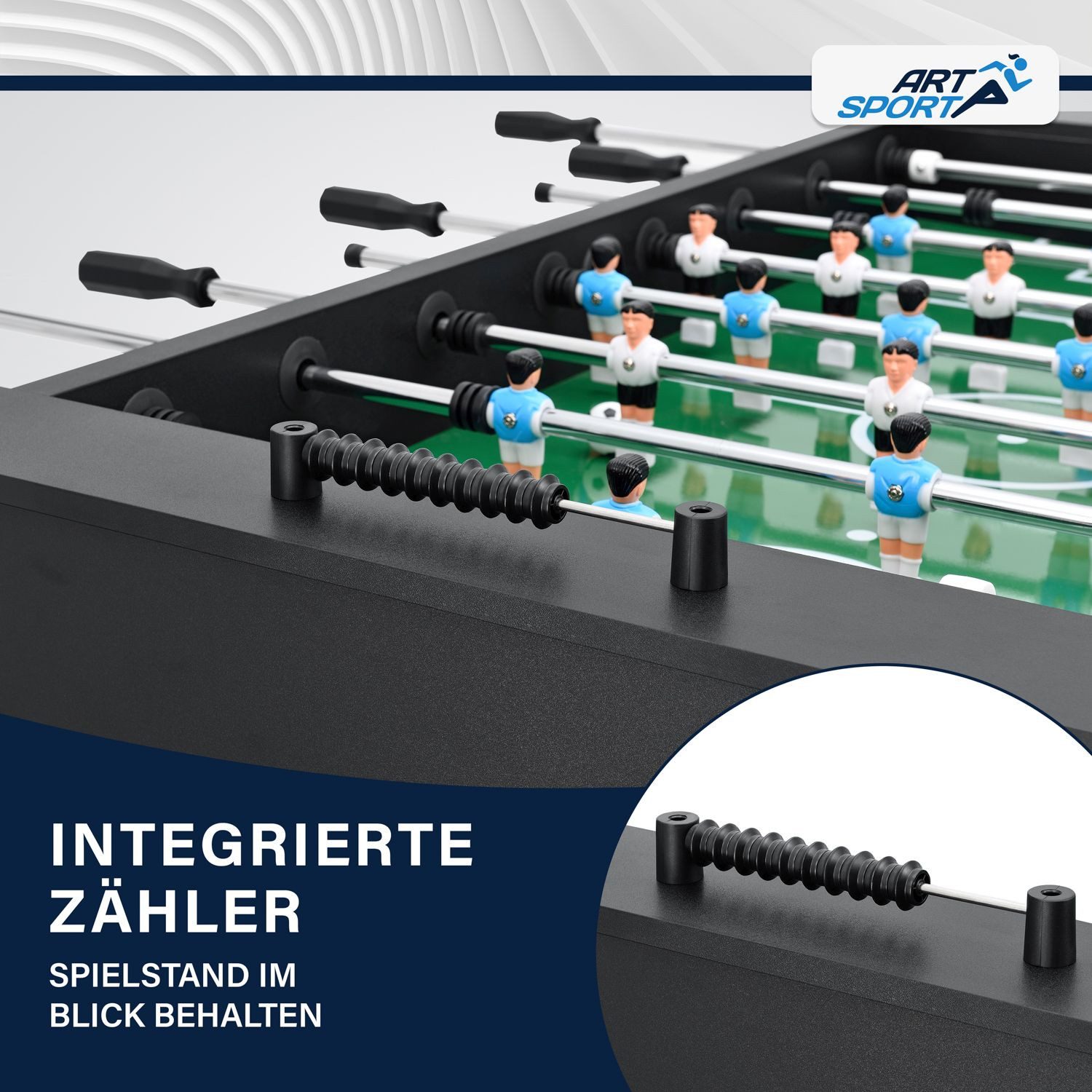 ArtSport Kickertisch Wuzzler, mit Punktezähler, Getränkehalter, höhenverstellbare Füße, 2 Bälle