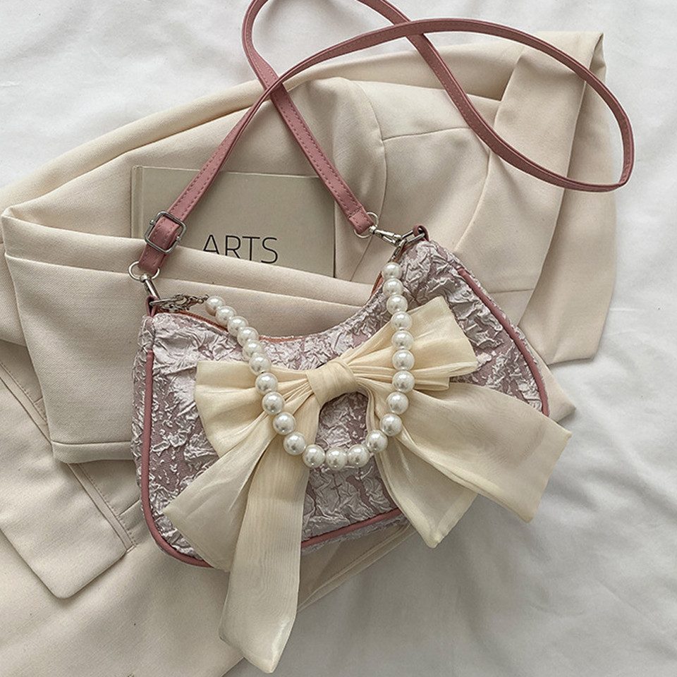 Coonoor Schultertasche Modische Perlen-Schultertasche, Vintage-Schleifen-Ha günstig online kaufen