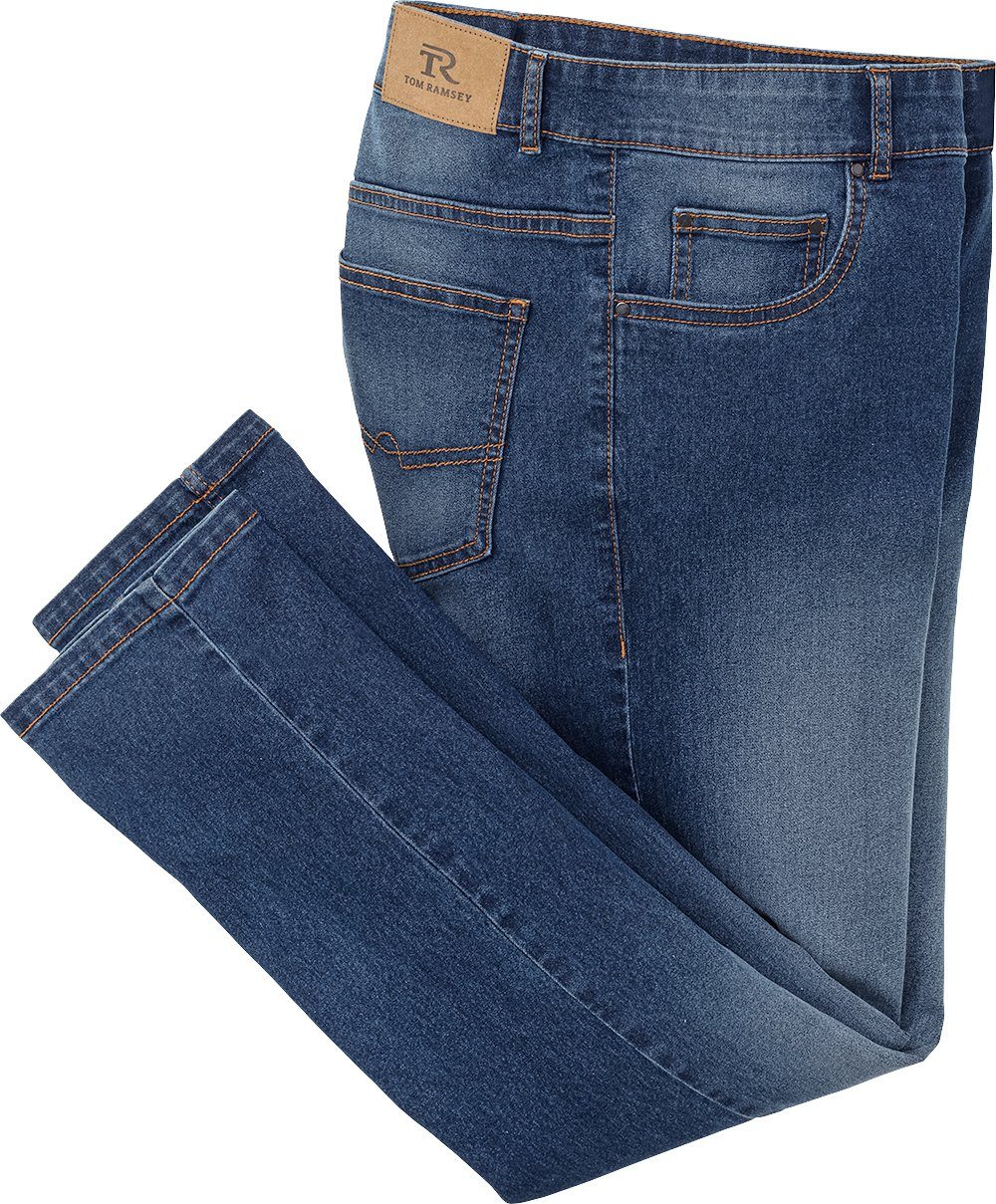 Tom Ramsey aus dunkelblau Wohlfühl-Material Regular-fit-Jeans sommerlich-leichtem, elastischem