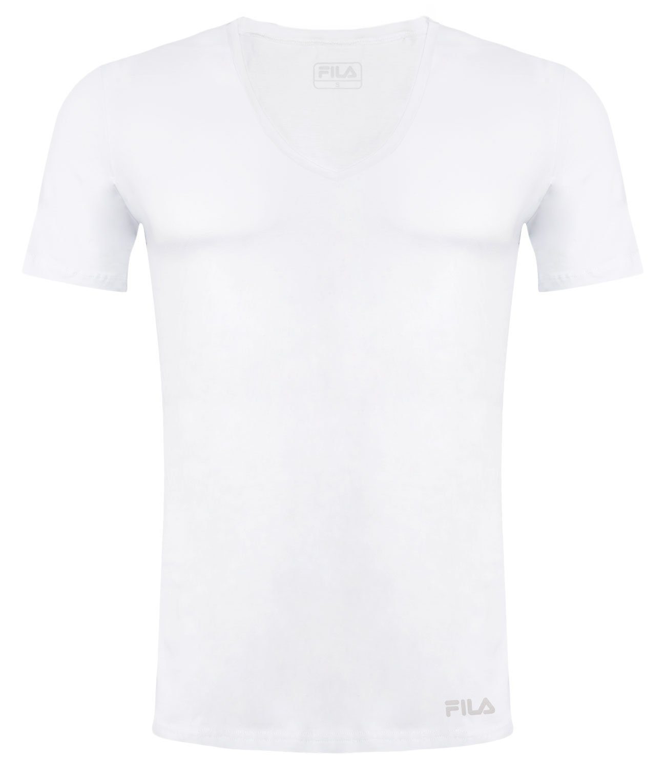 Fila T-Shirt V-Neck aus weichem Baumwolljersey 300 white