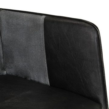 vidaXL Sessel Sessel mit Hocker Schwarz Echtleder und Canvas (1-St)