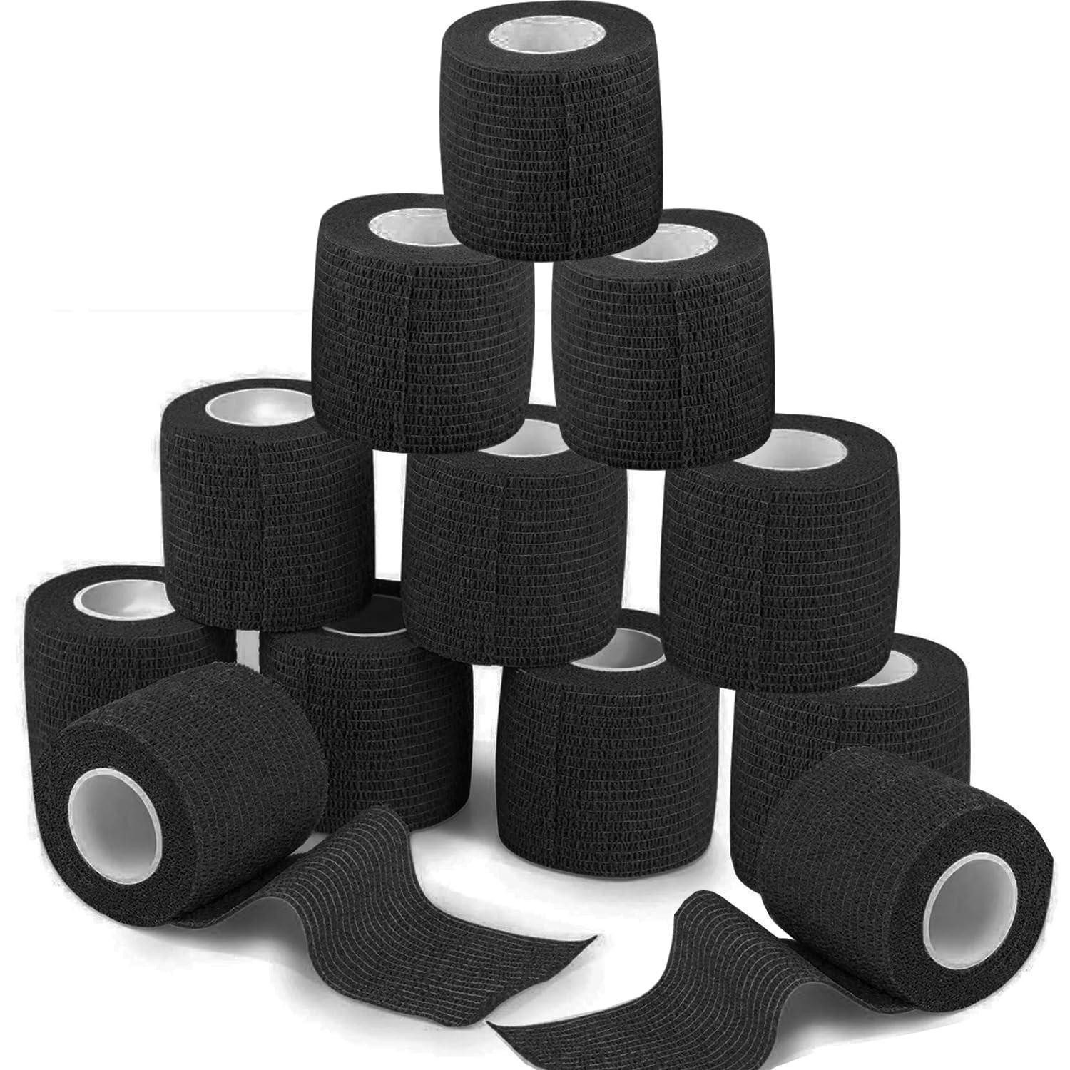 LuxusKollektion Fixierpflaster Verband selbstklebend elastische Binde Haftbandage 12 Rollen Schwarz