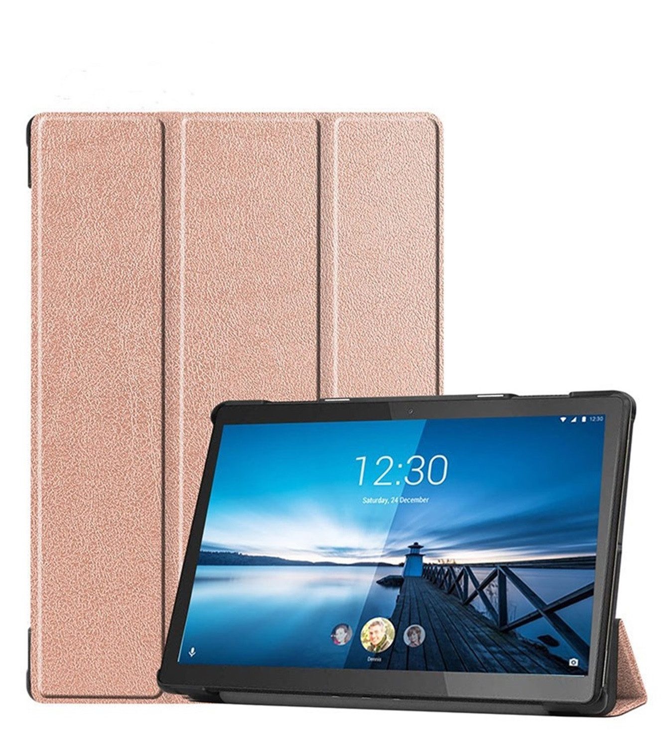 FroShop Tablet-Hülle Schutzhülle für Lenovo Tab M10 3rd Generation 10.1" 2022 TB-328FU / TB-328XU Wake Up / Sleep Funktion, Smart Cover Tablet Etui Tasche - Farbe ROSE GOLD