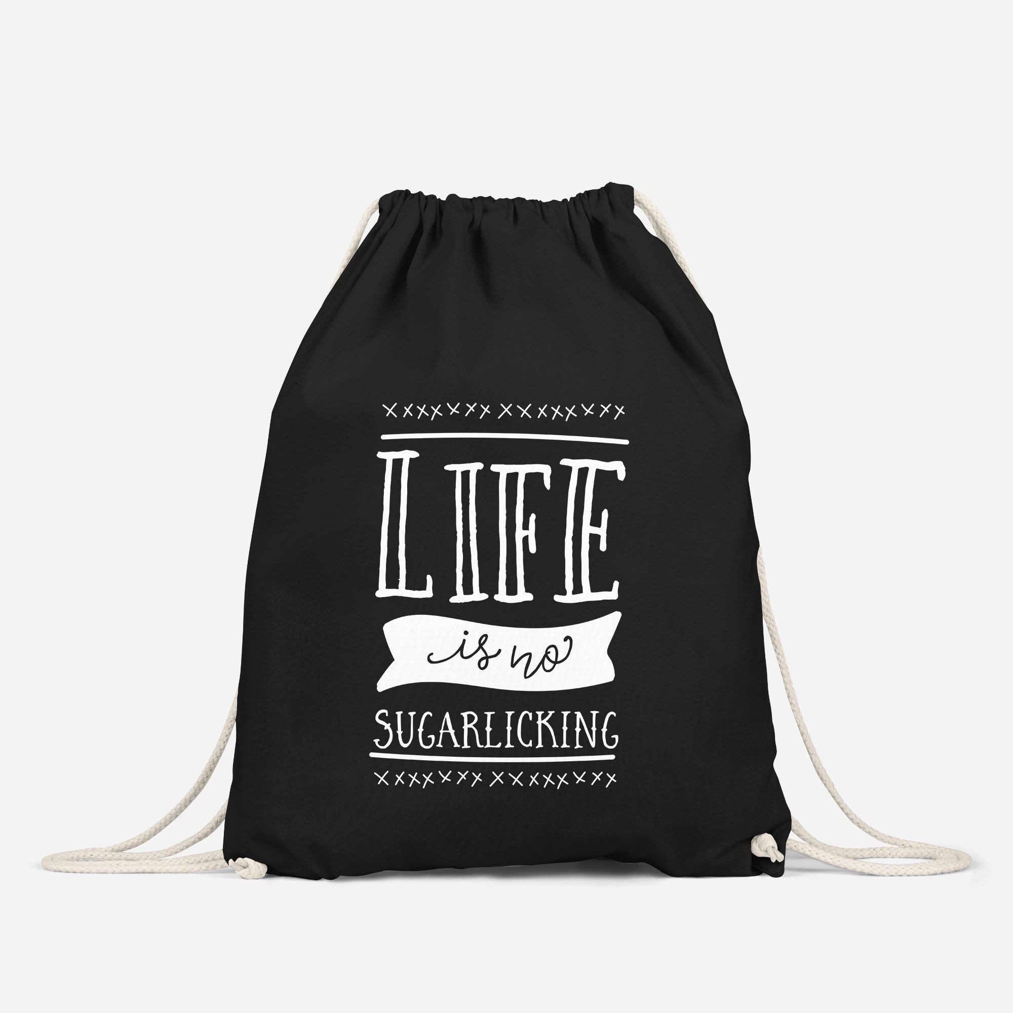 MoonWorks Turnbeutel Turnbeutel Life is no sugarlicking Sprüche Spruch Jutebeutel Moonworks