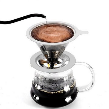 Rnemitery Handfilter Edelstahl wiederverwendbare Kaffee Filter,Papierloser Kaffeefilter