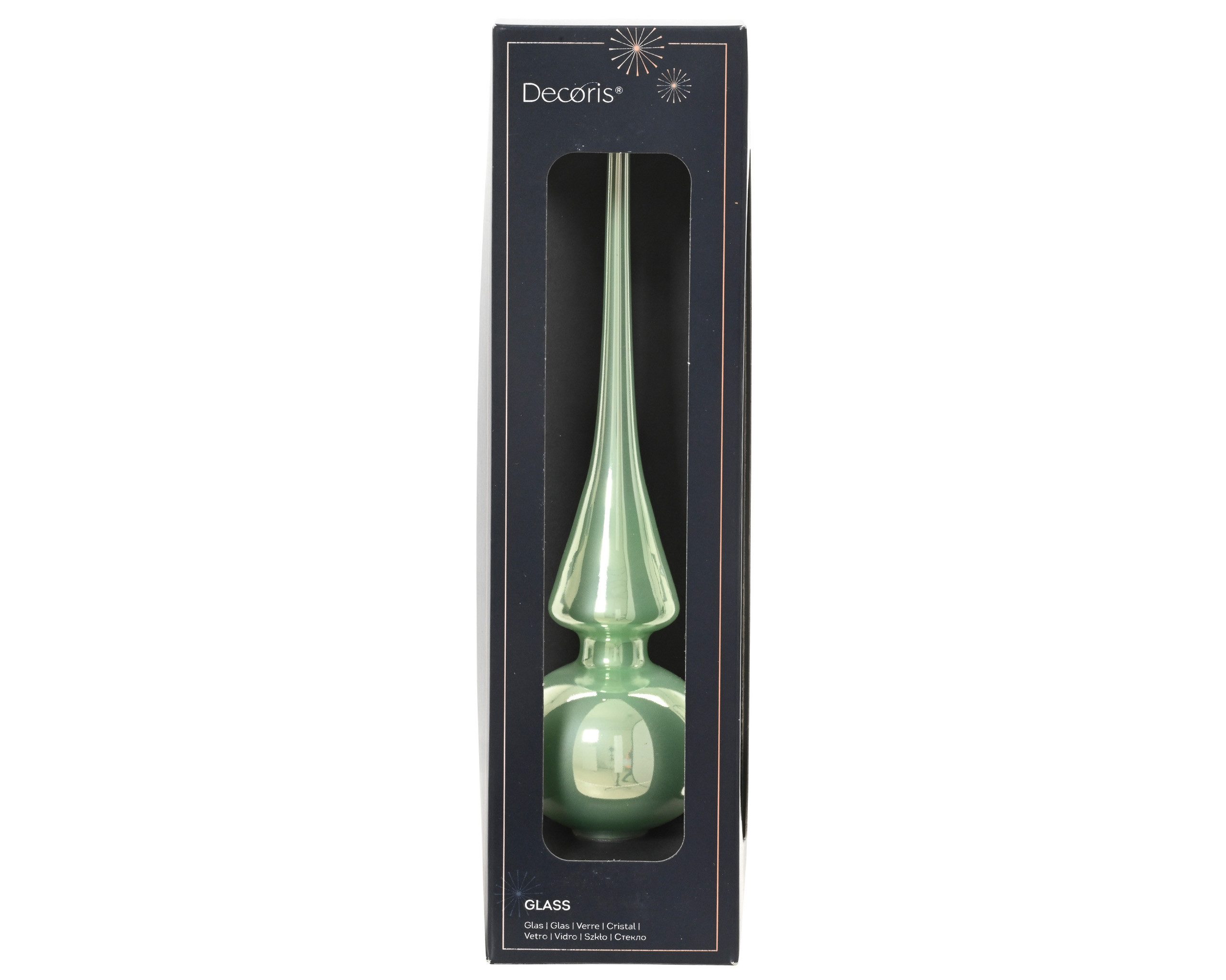 Kaemingk Christbaumspitze, Christbaumspitze Glas 26cm - Pfefferminz glänzend