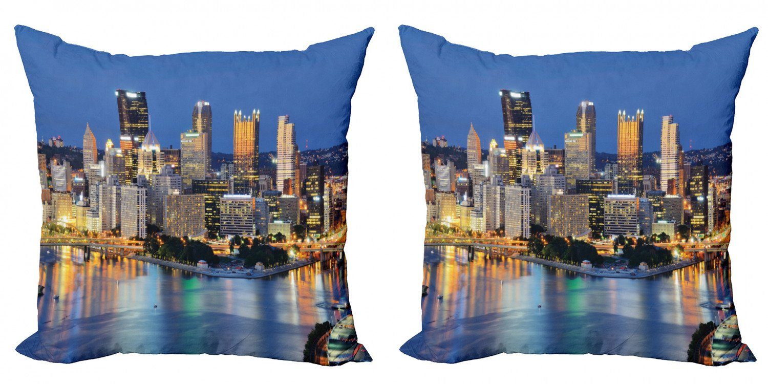 Kissenbezüge Modern Accent Doppelseitiger Digitaldruck, Abakuhaus (2 Stück), Stadt Pittsburgh Skyline der Innenstadt