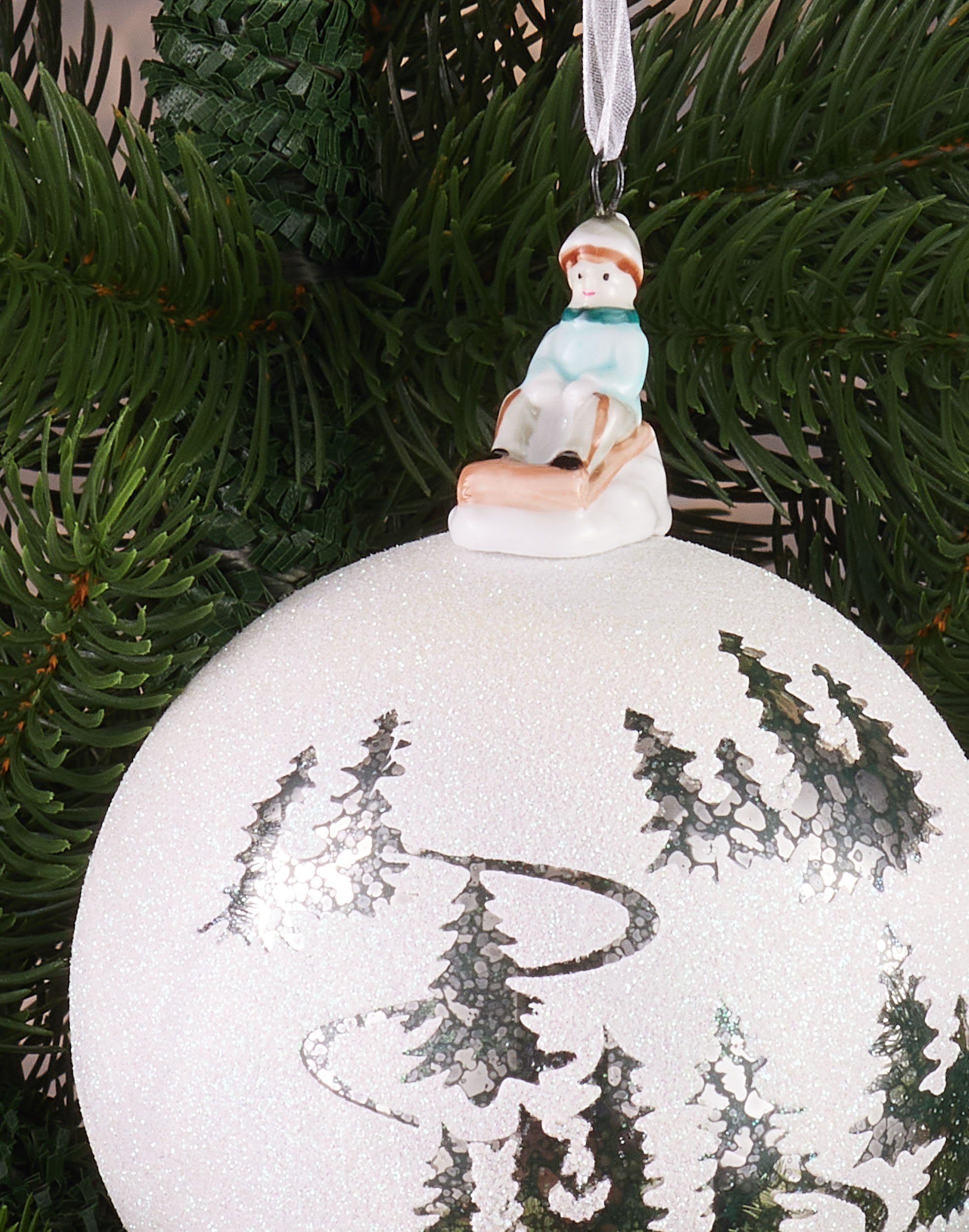 BRUBAKER Weihnachtsbaumkugel Premium Weihnachtskugel - Skipiste mit Ski/Sch günstig online kaufen