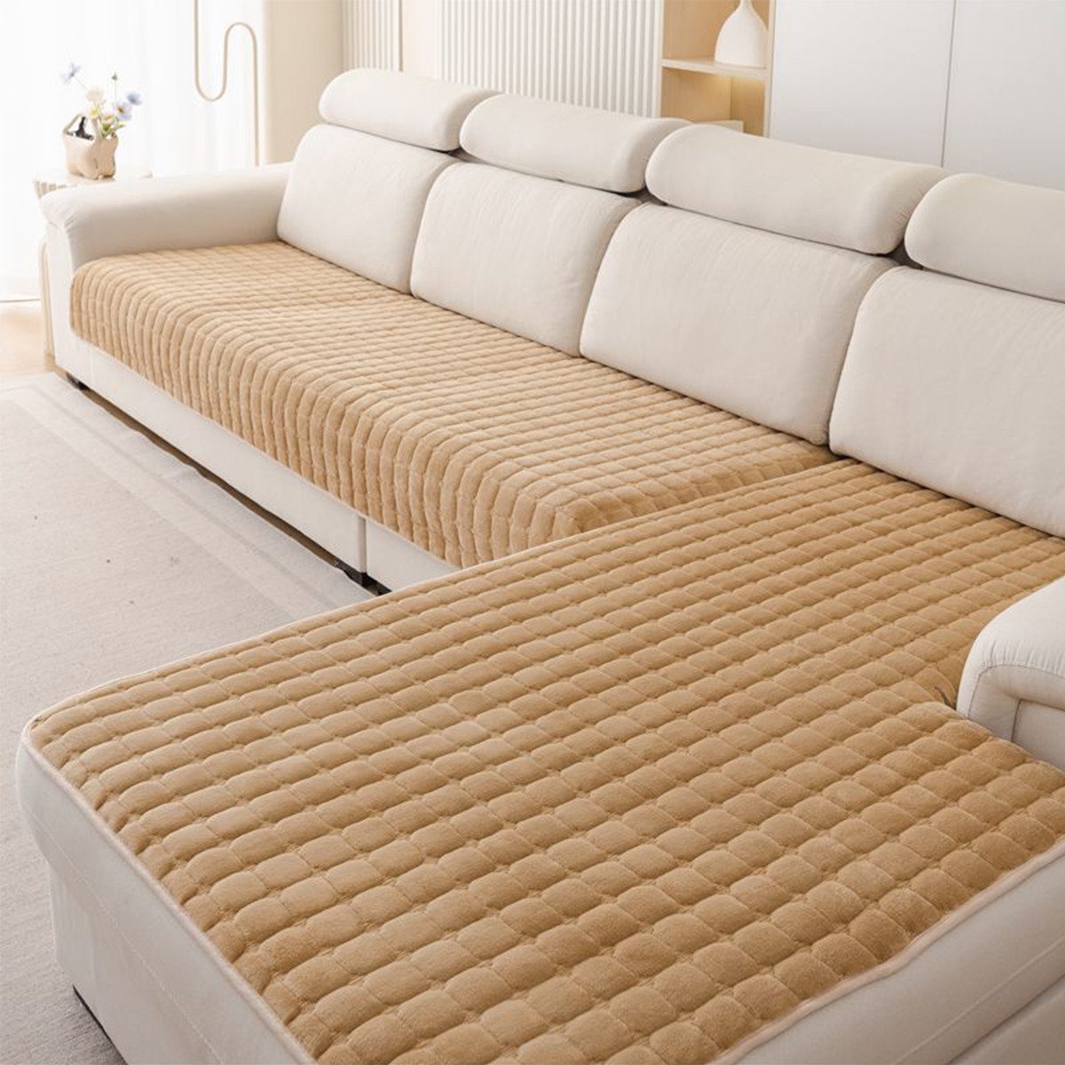BlingBin Sofabezug Generisch Weicher Flanell Sofaschoner,Rutschfester Sofa üBerzug, Weicher Couchbezug für Verschiedene Sofas für Den Innen