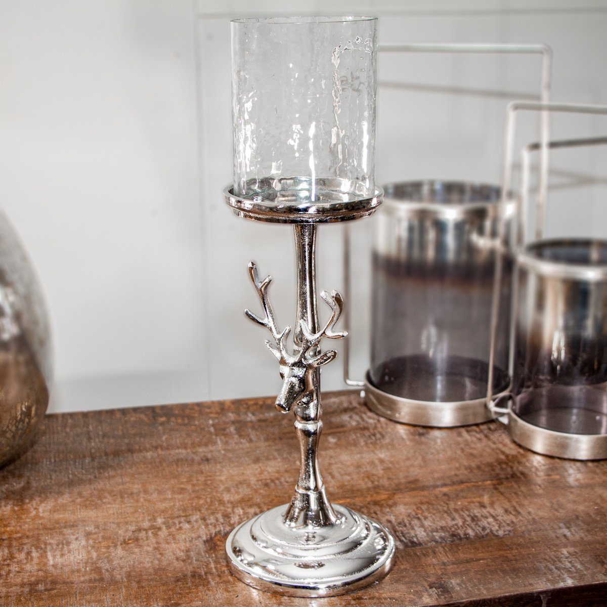 Antikas Wanddekoobjekt Kerzenhalter, Rehmotiv, Klein, Stumpenkerze, Chabby günstig online kaufen