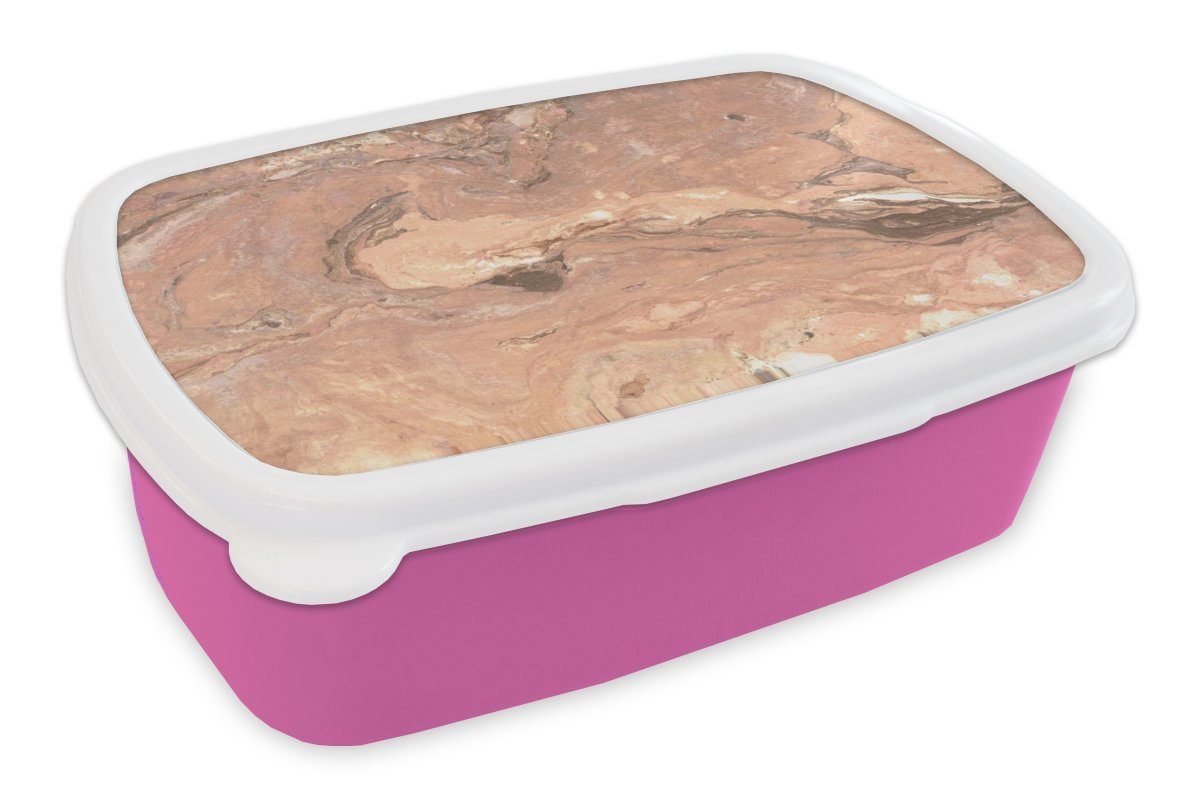 Kristall Kunststoff, - Kunststoff Mädchen, (2-tlg), MuchoWow Kinder, für Rot rosa Lunchbox Brotbox Erwachsene, Granit, Snackbox, - Brotdose