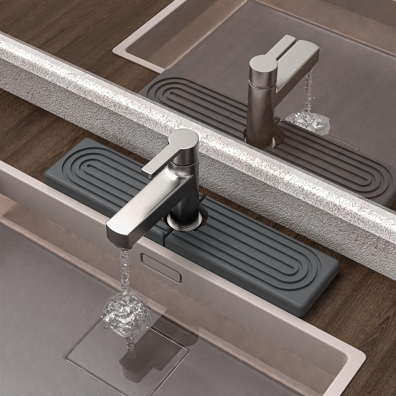 LIANNA Abtropfmatte Wasserhahnmatte für Küchenspüle – Super saugfähiger, Zubehör für unter dem Wasserhahn, schnell trocknender Kieselgurstein, schnell trocknender Spritzschutz