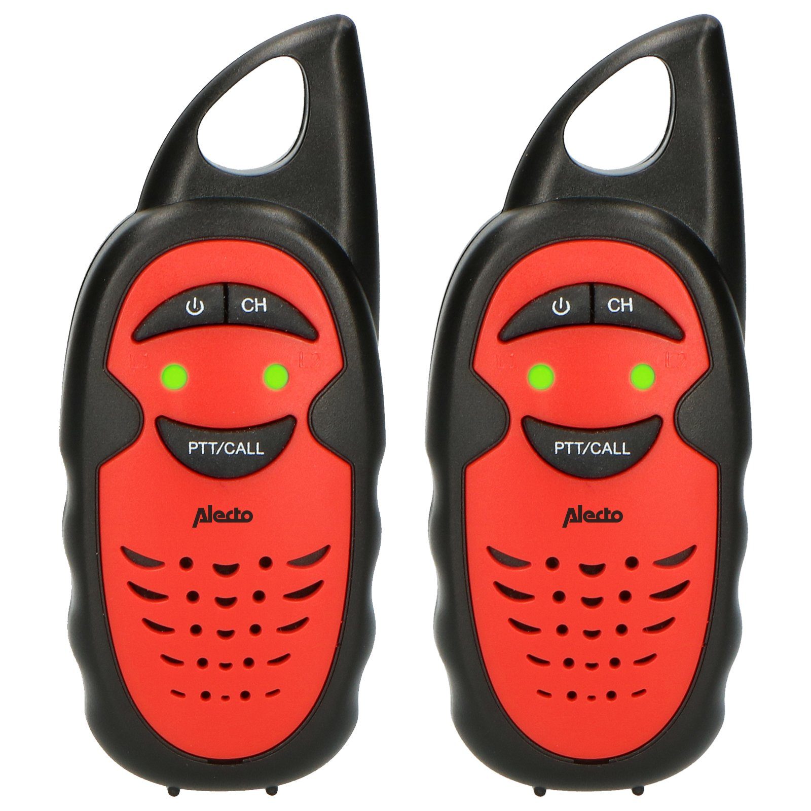 Alecto Walkie Talkie FR-05RD, (2-St., Inklusive Gürtelclip), Walkie-Talkie für Kinder, 3km Reichweite, einfach & robust