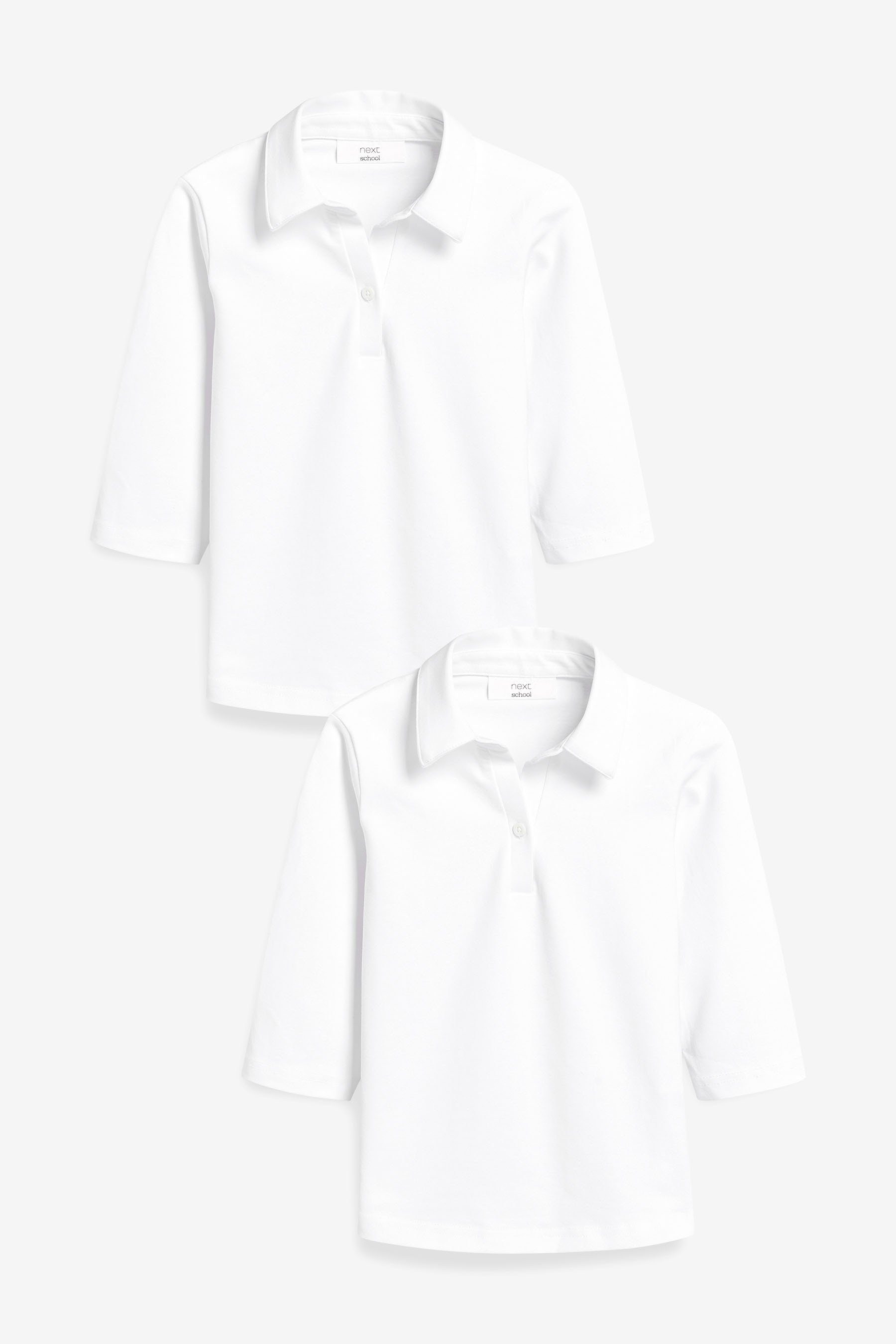 Langarm-Poloshirt Jersey-Blusen mit Dreiviertelärmeln, 2er-Pack