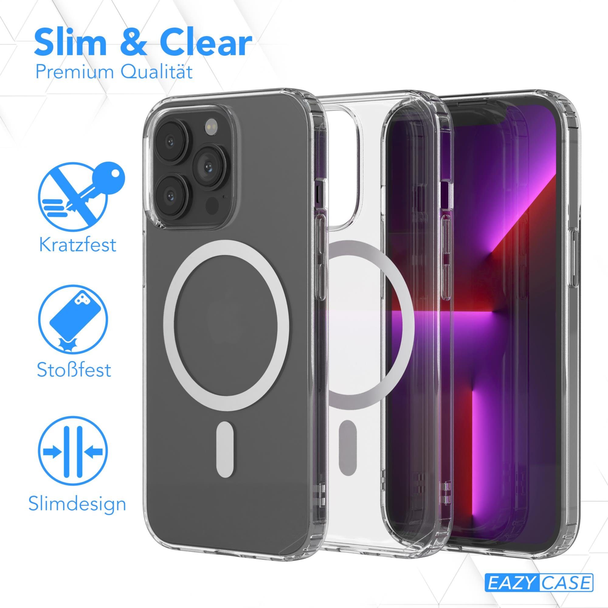 EAZY CASE Handyhülle Transparente Hülle mit MagSafe für iPhone 13 Pro 6,1 Zoll, Back Cover, Bumper Case, Handy Schutzhülle Kameraschutz, Durchsichtig
