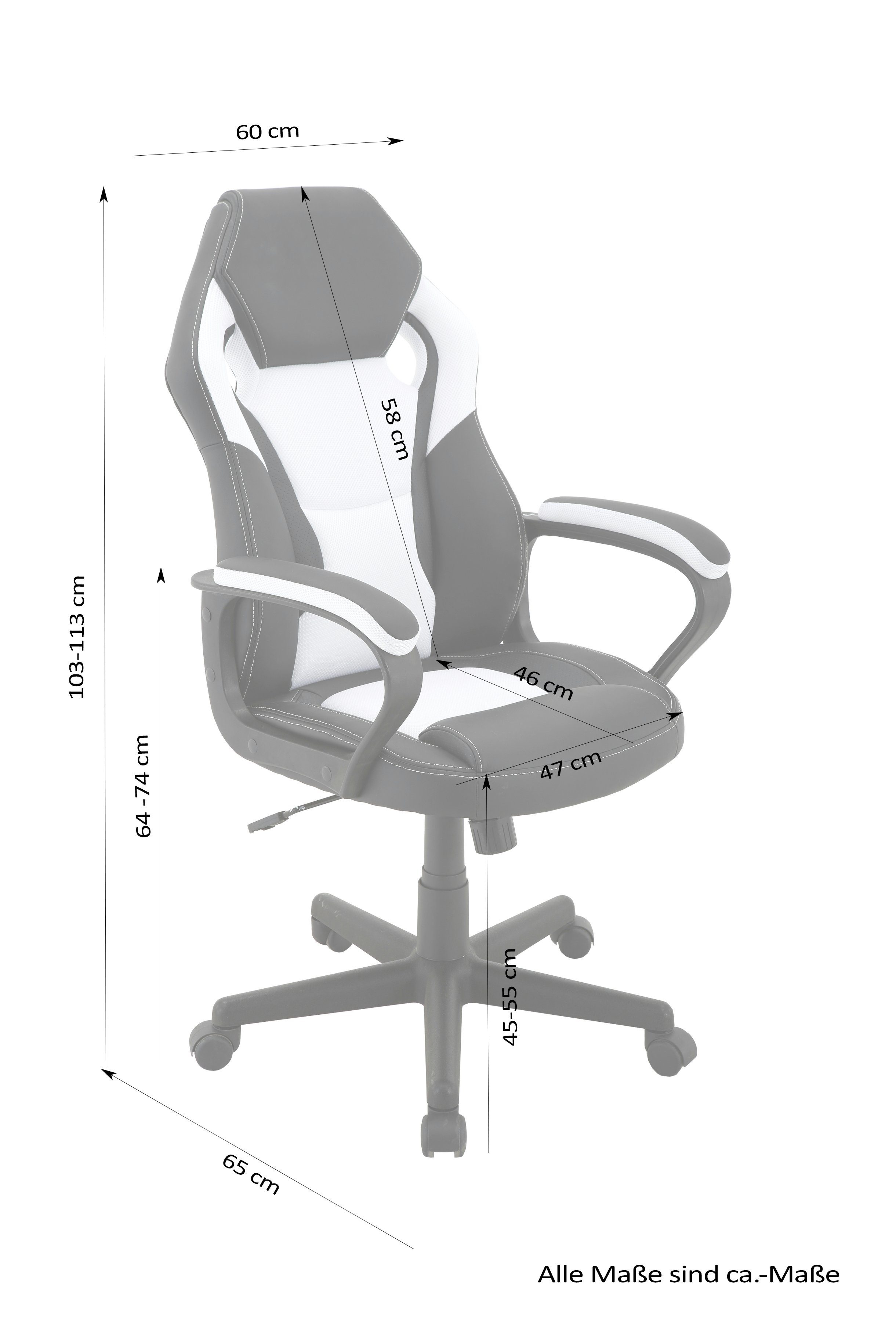 Farben Gaming-Stuhl Matteo, verschiedenen schwarz/weiß verstellbarer byLIVING Gaming in Chair,