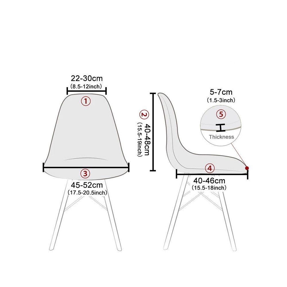 Stuhlhusse Stuhlbezug strapazierfähig Stück, elastisch 4 waschbar abnehmbar HIBNOPN