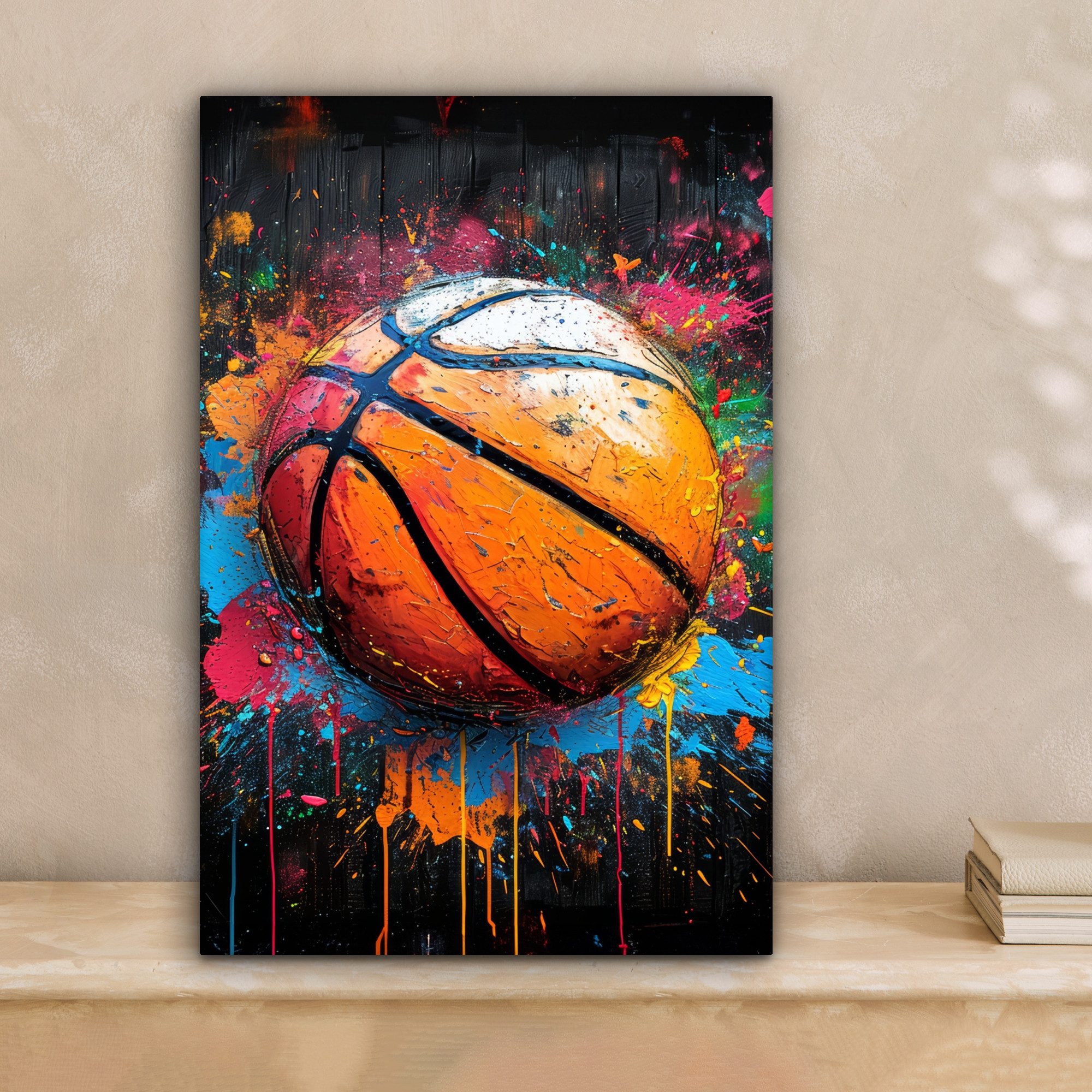 OneMillionCanvasses® Leinwandbild Graffiti - Basketball - Farbe - Sport - S günstig online kaufen