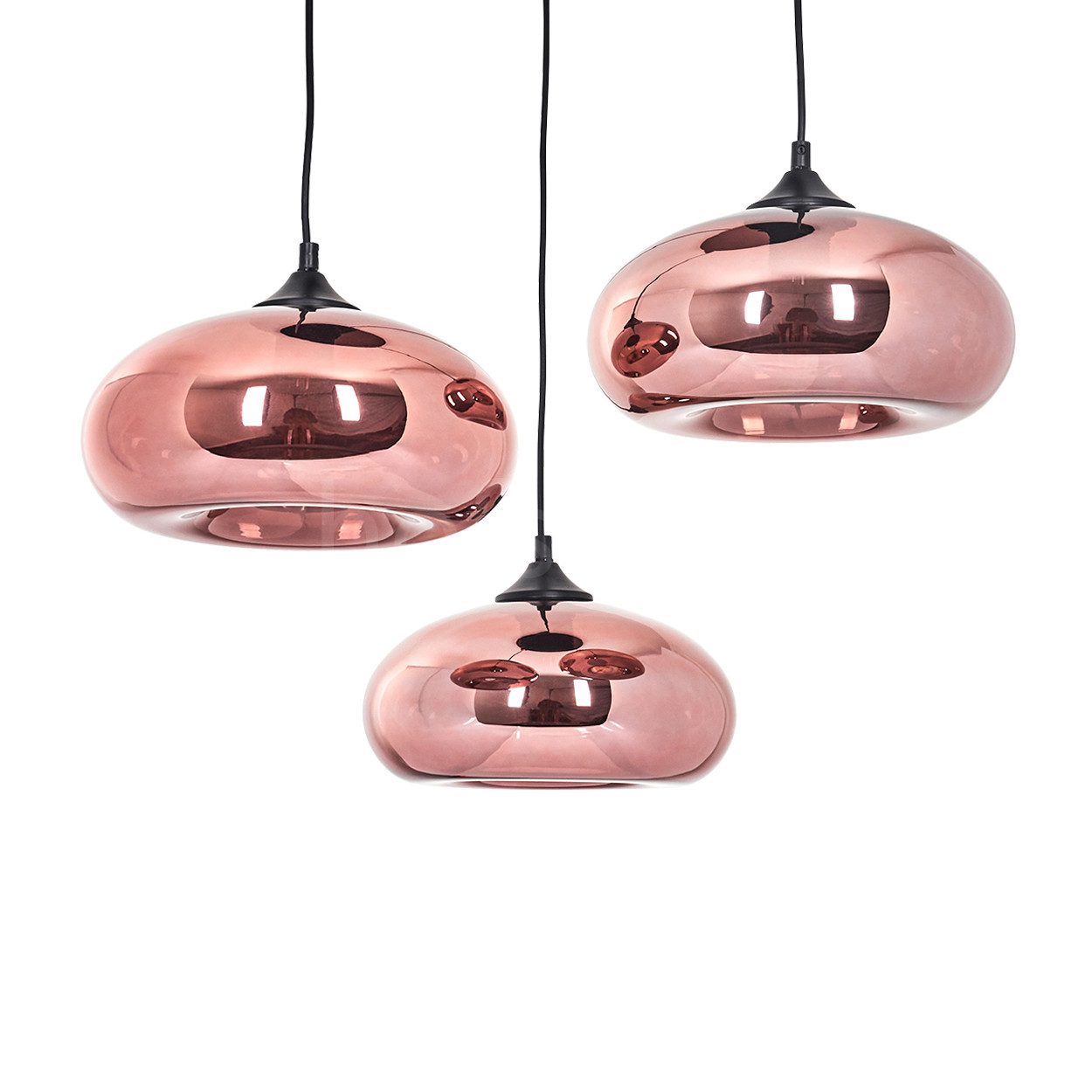 hofstein Pendelleuchte »Prebernardo« Hängeleuchte aus Metall/Glas in Schwarz/Kupferfarben, ohne Leuchtmittel, Pendellampe mit Schirmen Echtglas/Rauchglas (26cm), E27. € 259,99
