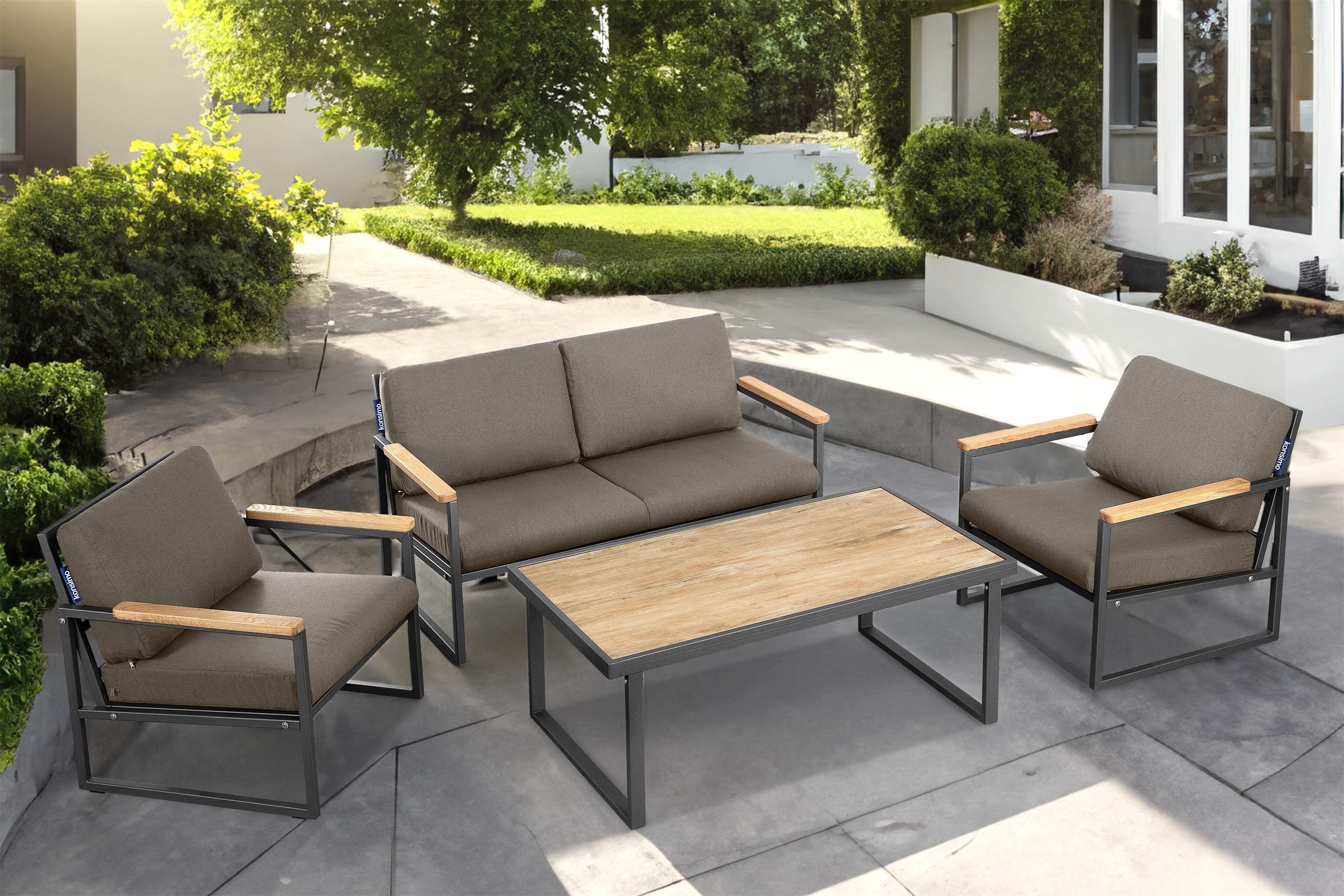 Konsimo Loungesofa TRIBO Gartensofa schmutzabweisende, wasser- pflegeleicht Bezüge, und 2, abnehmbare anthrazit/beige