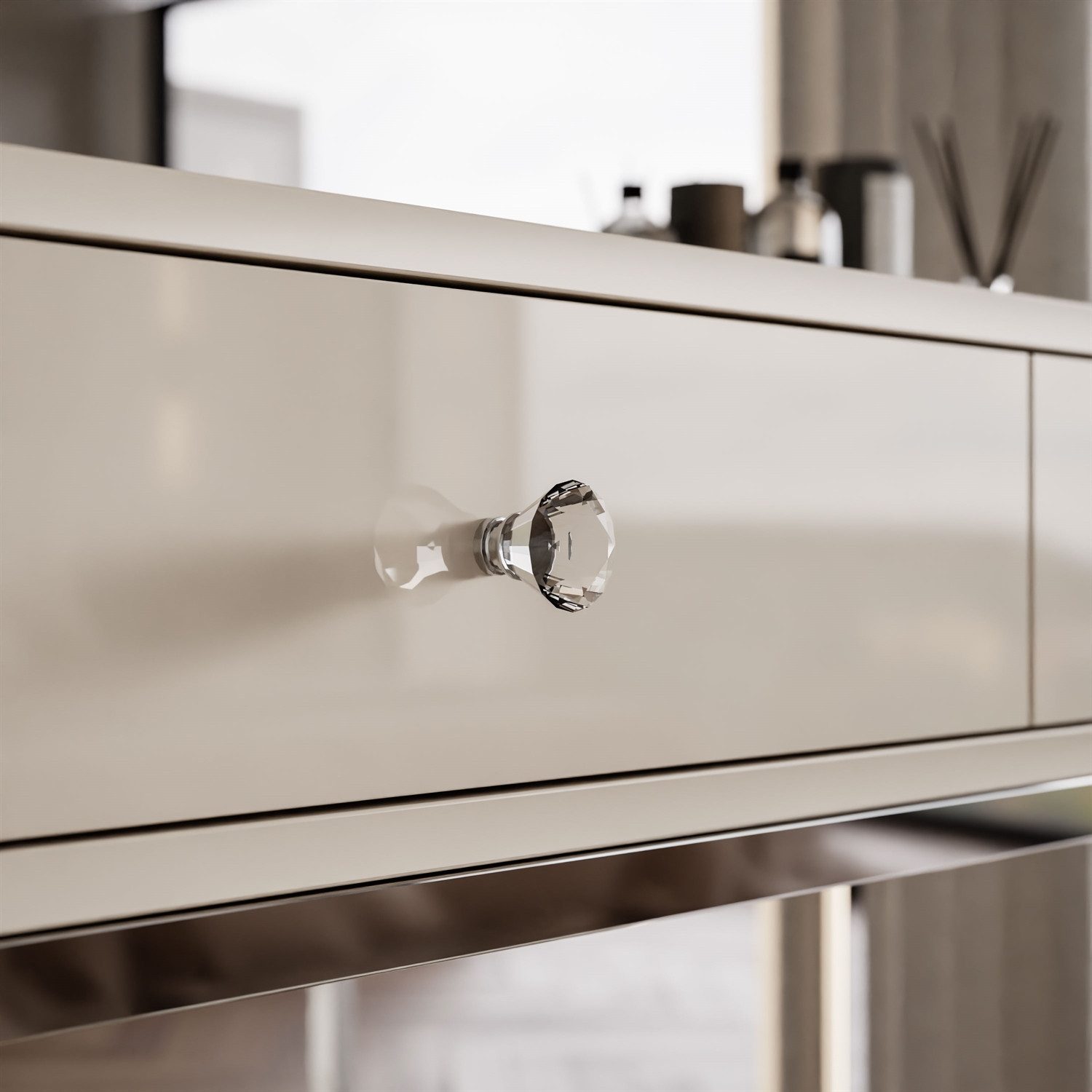 Lookway Konsolentisch BLANCO GLAMOUR Konsole in Kaschmir auf verchromtem Gestell, Breite: 100 cm, Höhe: 81 cm, Tiefe: 42 cm – Bild 5 von 5