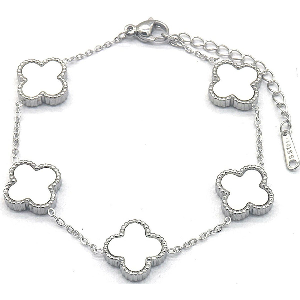 KARMA Silberarmband Damenarmband silber Perlmuteinlage in weiß Silberarmband Damen Damenschmuck mehr